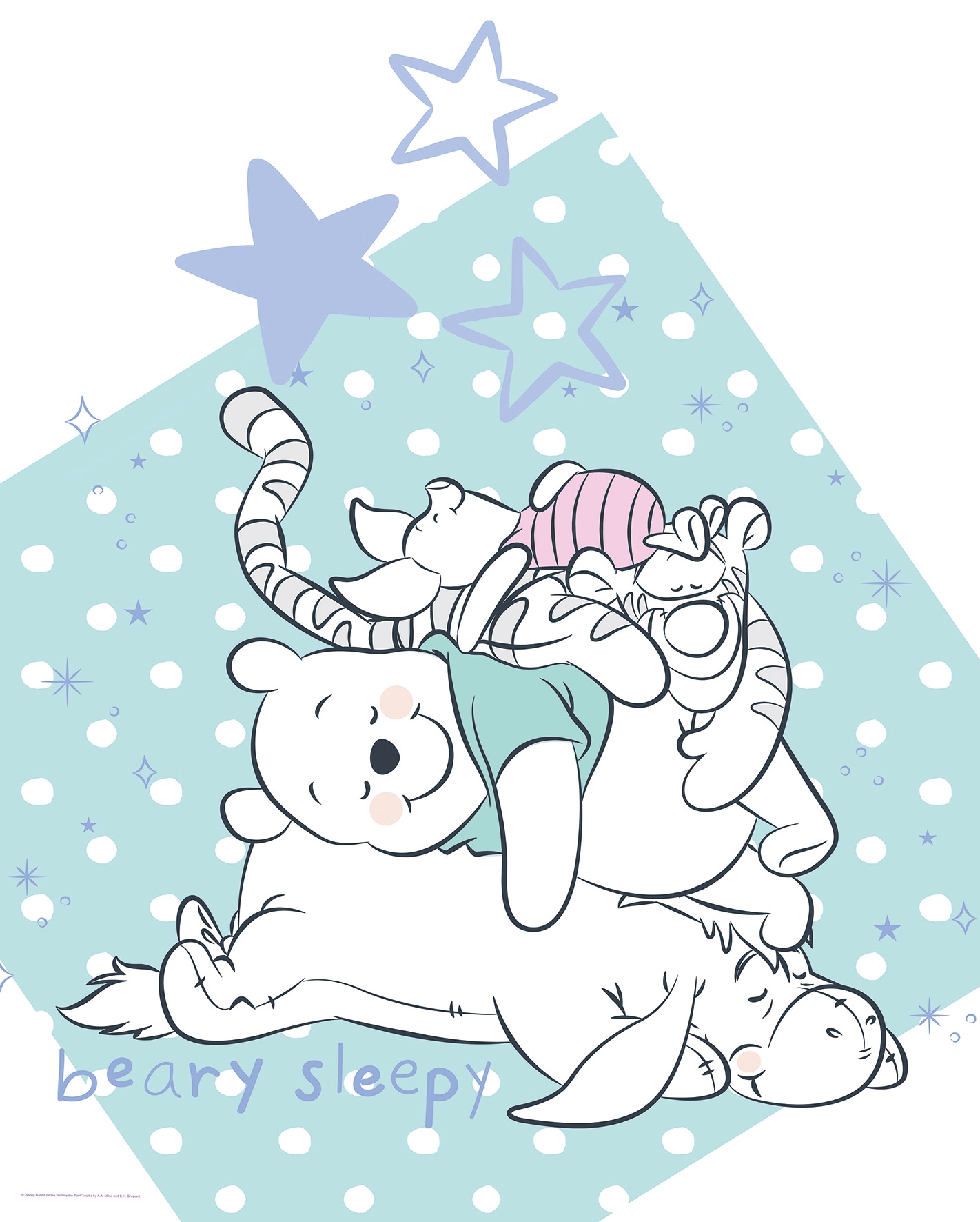 Komar Bild "Winnie the Pooh Beary Sleepy" Disney 1 Stk. tlg. Wandbild zur Dekoration im Kinderzimmer - ohne Rahmen