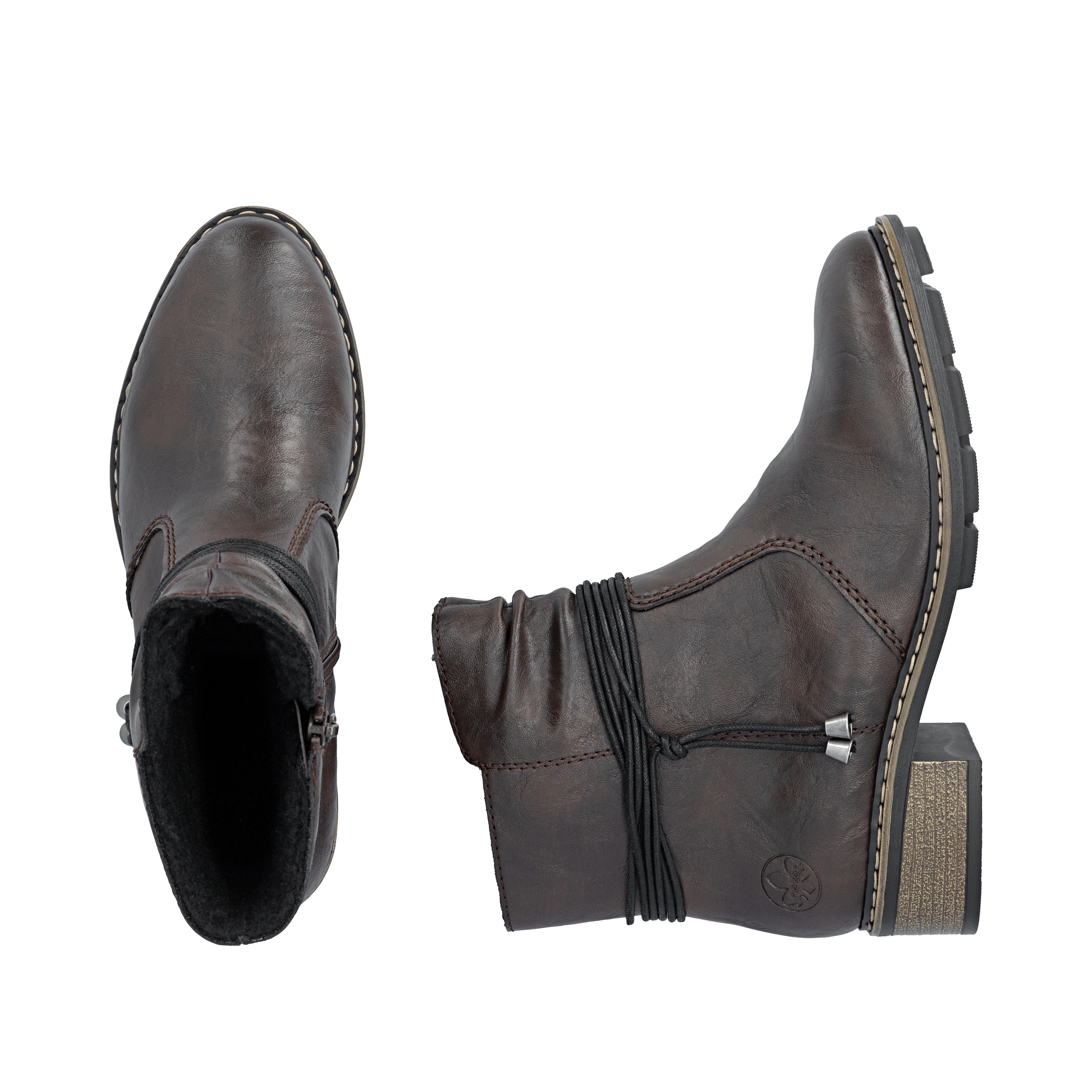 Rieker Winterstiefelette  Reißverschluss-Boots mit Zierkordel und slouchy Schaft