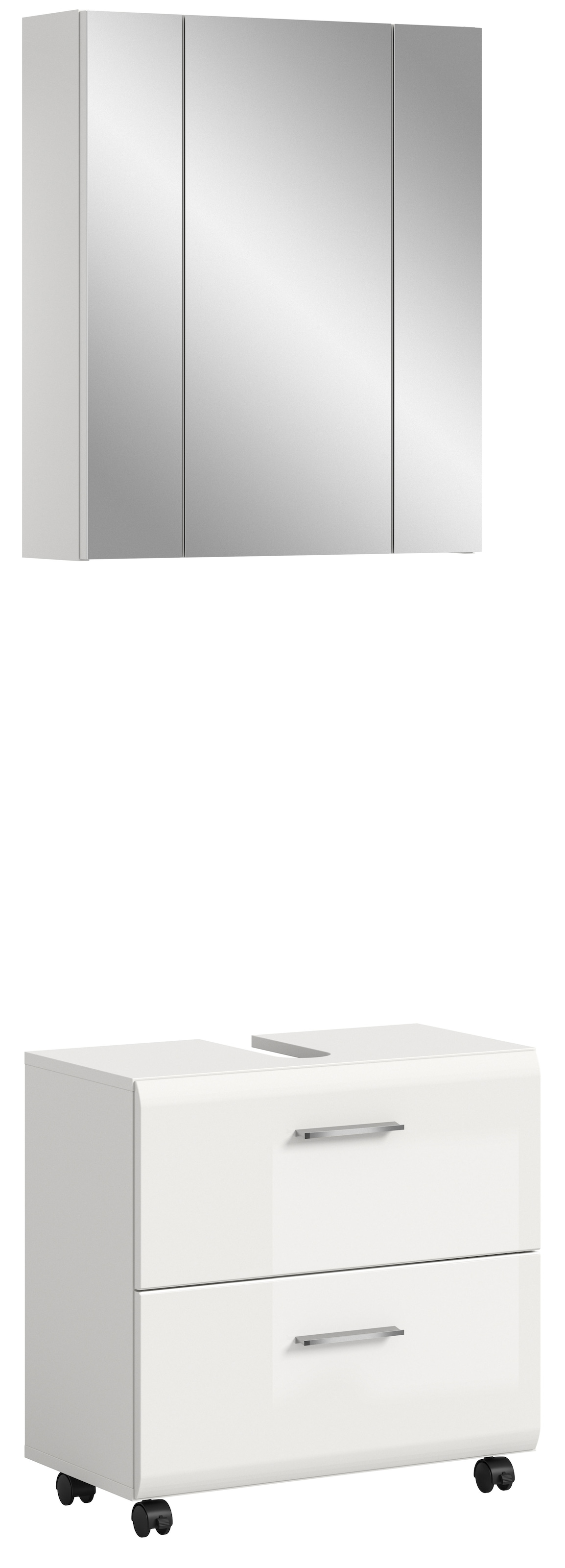 welltime Badmöbel-Set »FLORENZ, 2-tlg. Bad-Kombination, hochwertige MDF-Front« best. aus: 1 Spiegelschrank, 1 Waschbeckenunterschrank, 3 Stk. tlg.