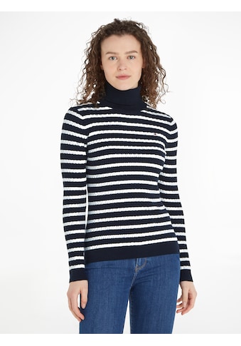 TOMMY HILFIGER Rollkragenpullover »SKINNY CABLE ROLL-...