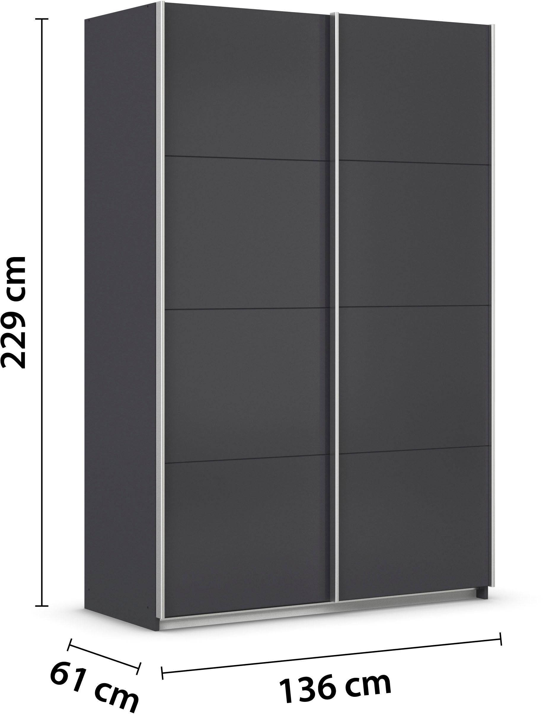 INOSIGN BY RAUCH Schwebetürenschrank »Kleiderschrank Schrank Garderobe Schlafzimmerschrank THANOS«, (in 3 verschiedenen Ausstattungen BASIC/CLASSIC/PREMIUM), Optional mit Spiegel, Metall-Griffleisten alufarben MADE IN GERMANY