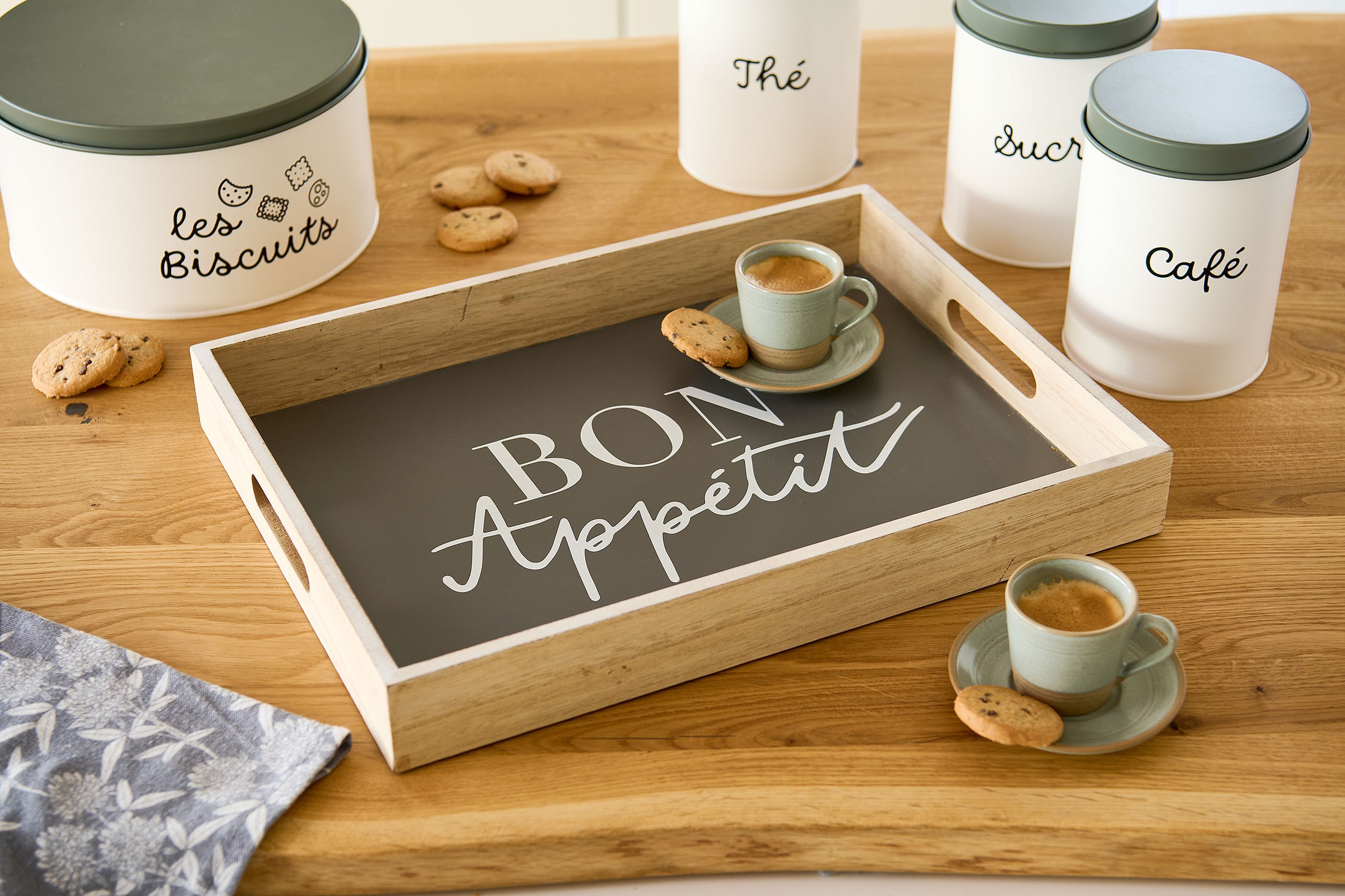Zeller Present Tablett, (1 tlg.), mit Aufdruck ''Bon Appetit'', 2 Grifflöcher