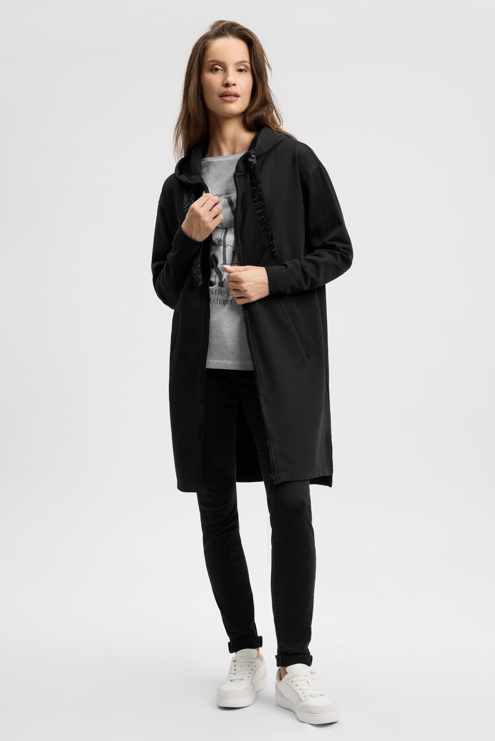 SOCCX Kapuzensweatjacke mit Seitenschlitze