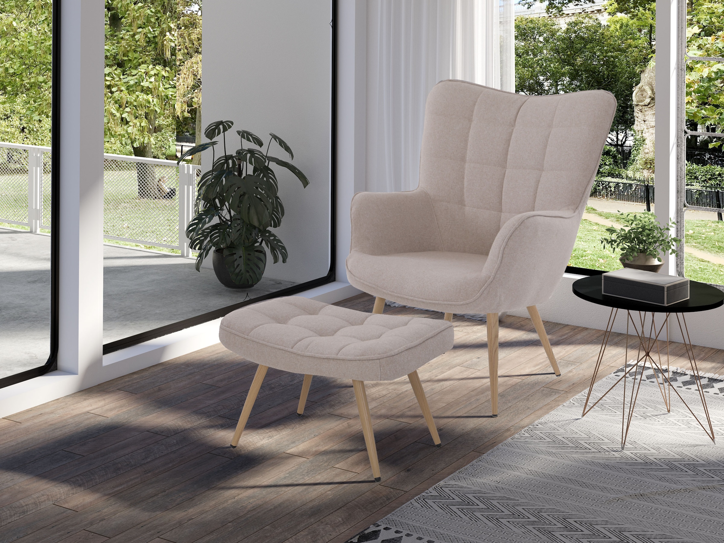 byLIVING Hocker »UTA« Bezug Webstoff oder Samt, Schaumstoff