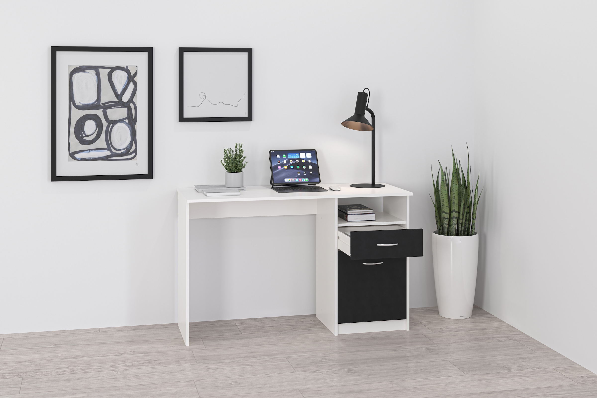 FMD Schreibtisch »Jackson«, Bürotisch mit 1 Schubkasten und 1 Tür, 123 cm breit