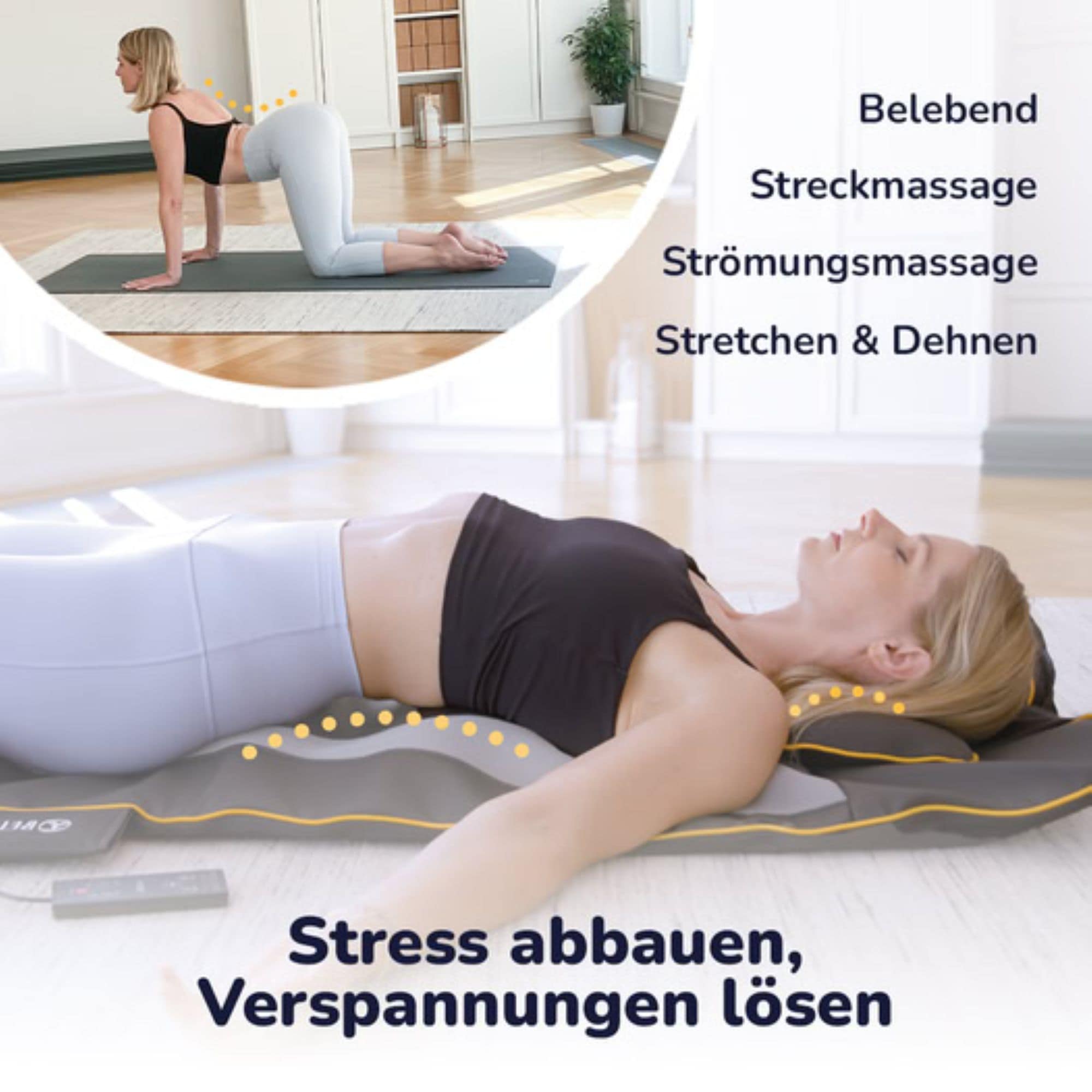 MediaShop Massagematte »Belena AirStretch, Behandlung an Schulter, mittlerem Rücken oder Hüfte« 3 Intensitätsstufen, mit innovativer Pneumatik AirFlow-Technologie