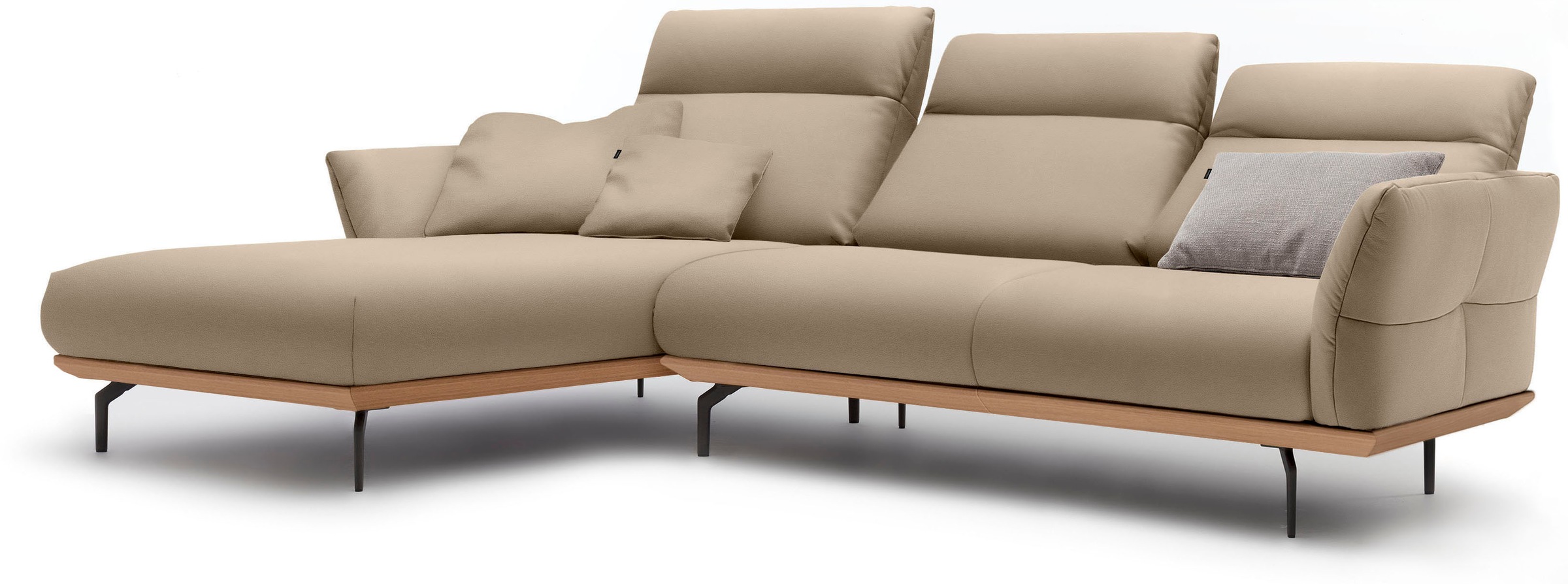 Creation BY ROLF BENZ Ecksofa »CR.460«, Sockel in Eiche, Alugussfüße in umbragrau, Breite 298 cm