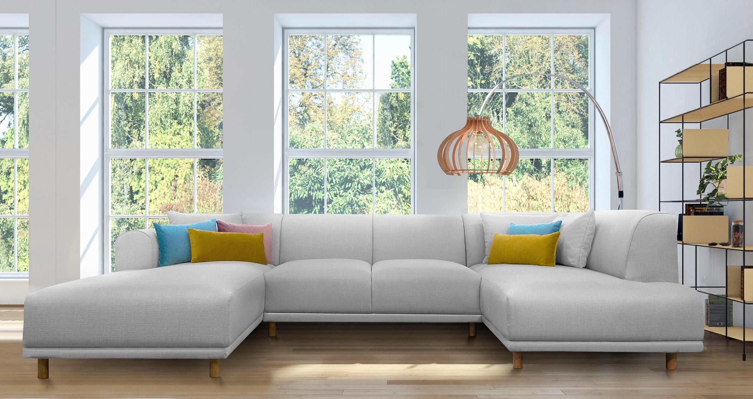 andas Wohnlandschaft »Maroon U-Form«, in skandinavischem Design, mit losen Kissen