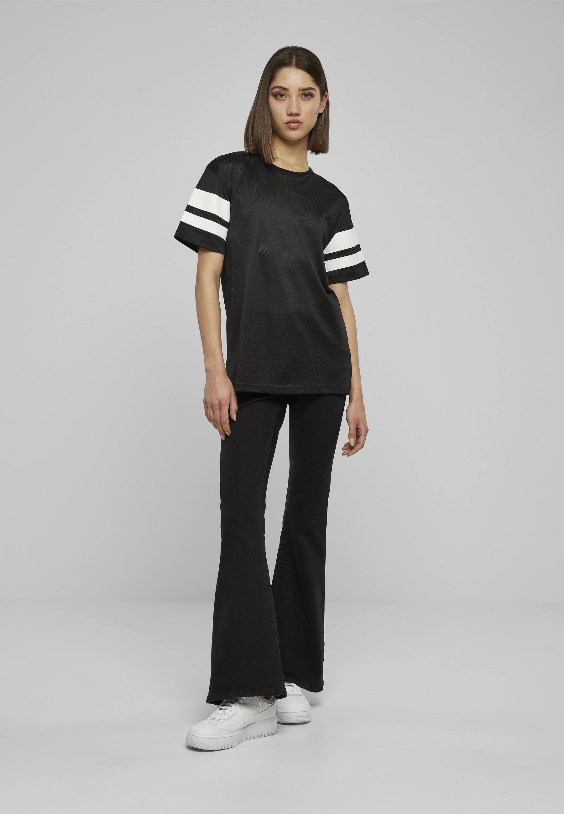 URBAN CLASSICS T-Shirt »Urban Classics Damen Ladies Stripe Mesh Tee« 1 Stk.