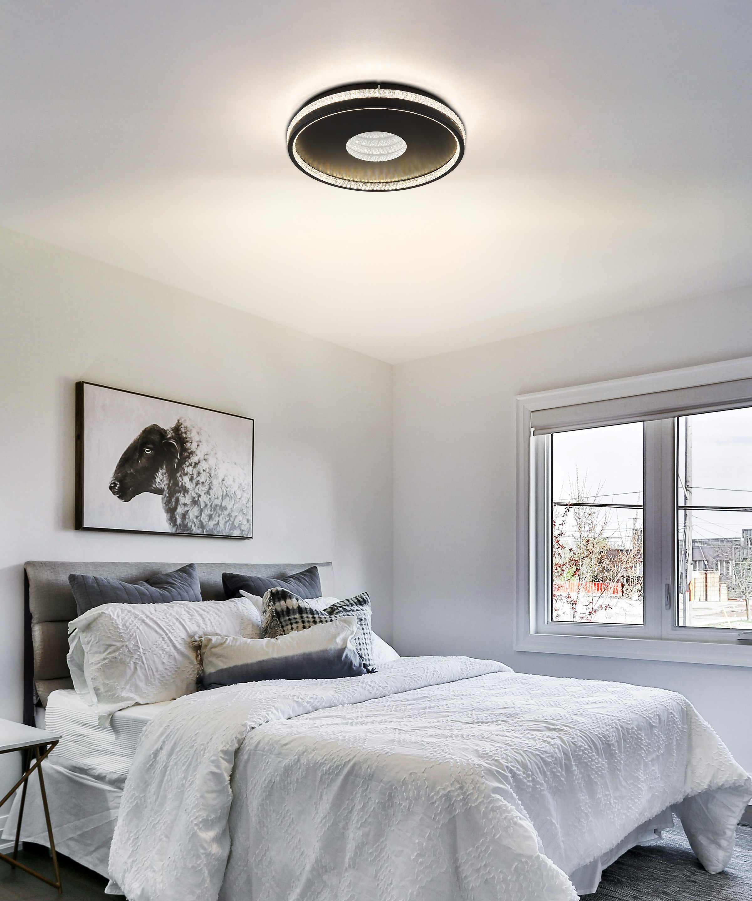 GLOBO LIGHTING Deckenleuchte »SHIRLEY« LED-Modul 1 Stk. Wohnzimmer-Deckenleuchte schwarz, LED dimmbar, 3D-Effekt