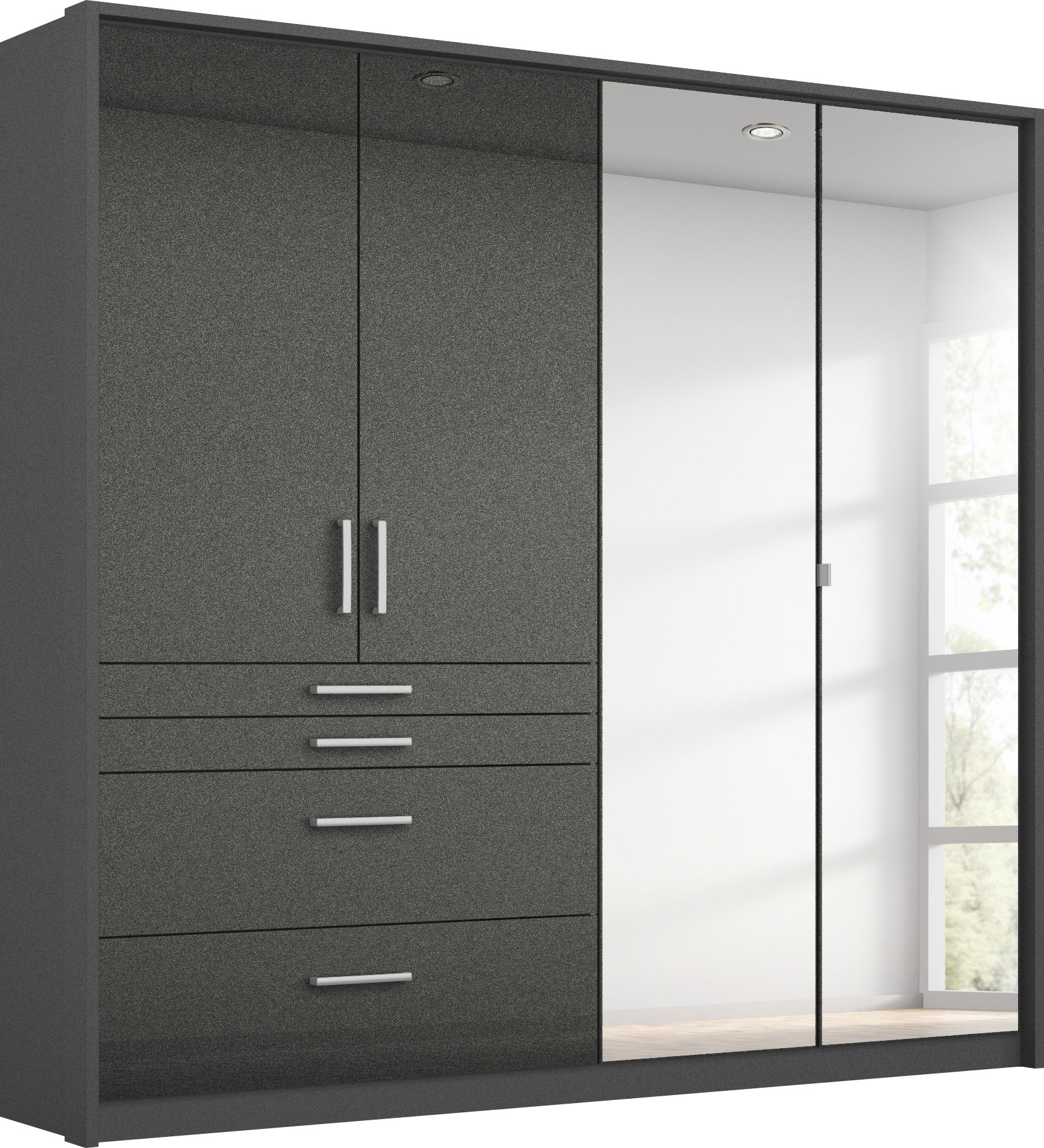 rauch Drehtürenschrank "Kleiderschrank Schrank Garderobe Garderobenschrank HOMBURG" inkl. Passepartout, oberer Schubkasten mit Einteilung MADE IN GERMANY