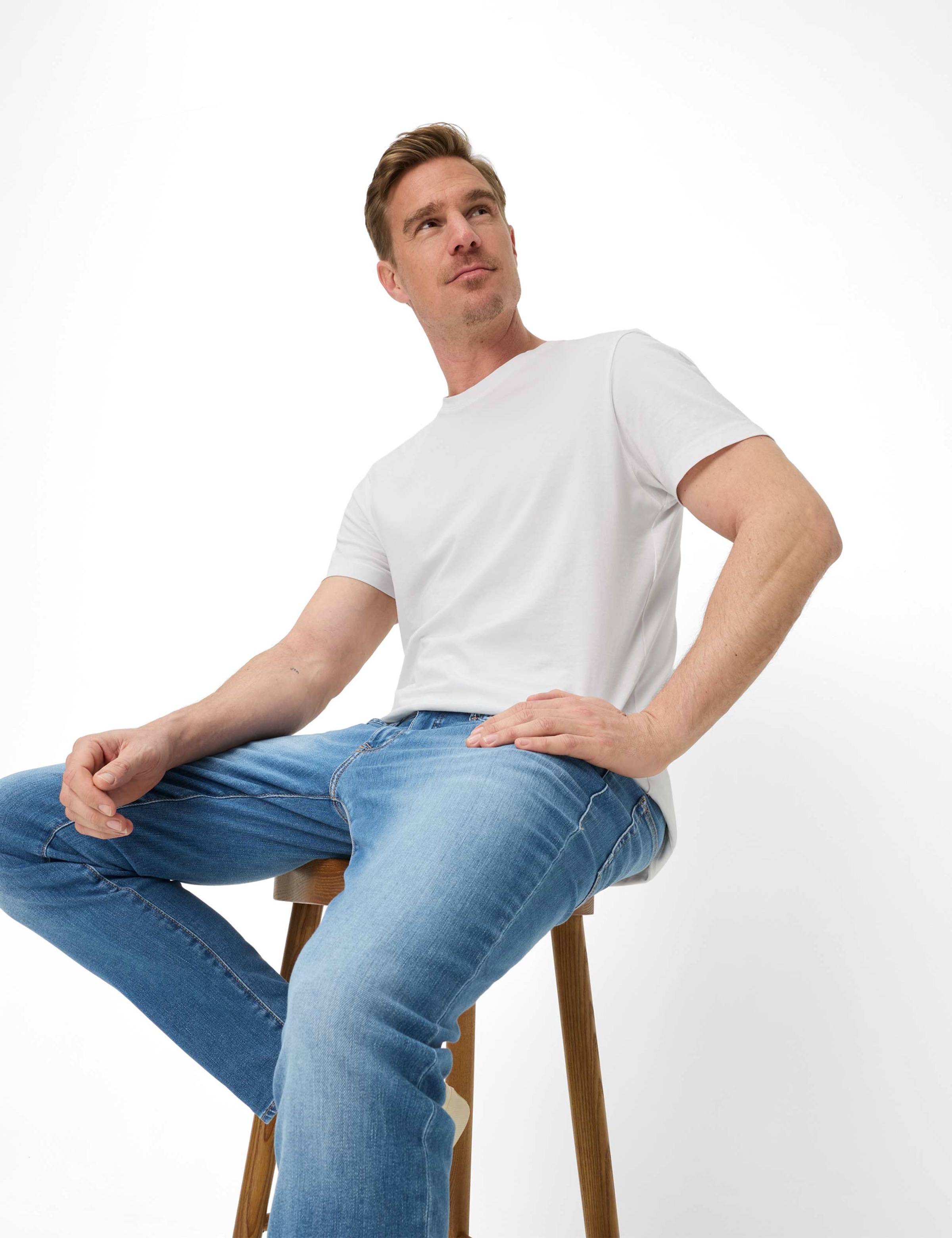 5-Pocket-Jeans BRAX "Style CHRIS", Herren, Gr. 35, Länge 30, blau, Denim/Jeans, 73% Baumwolle, 19% Lyocell, 6% Elastomultiester, 2% Elasthan, Jeans 5-Pocket-Jeans 3