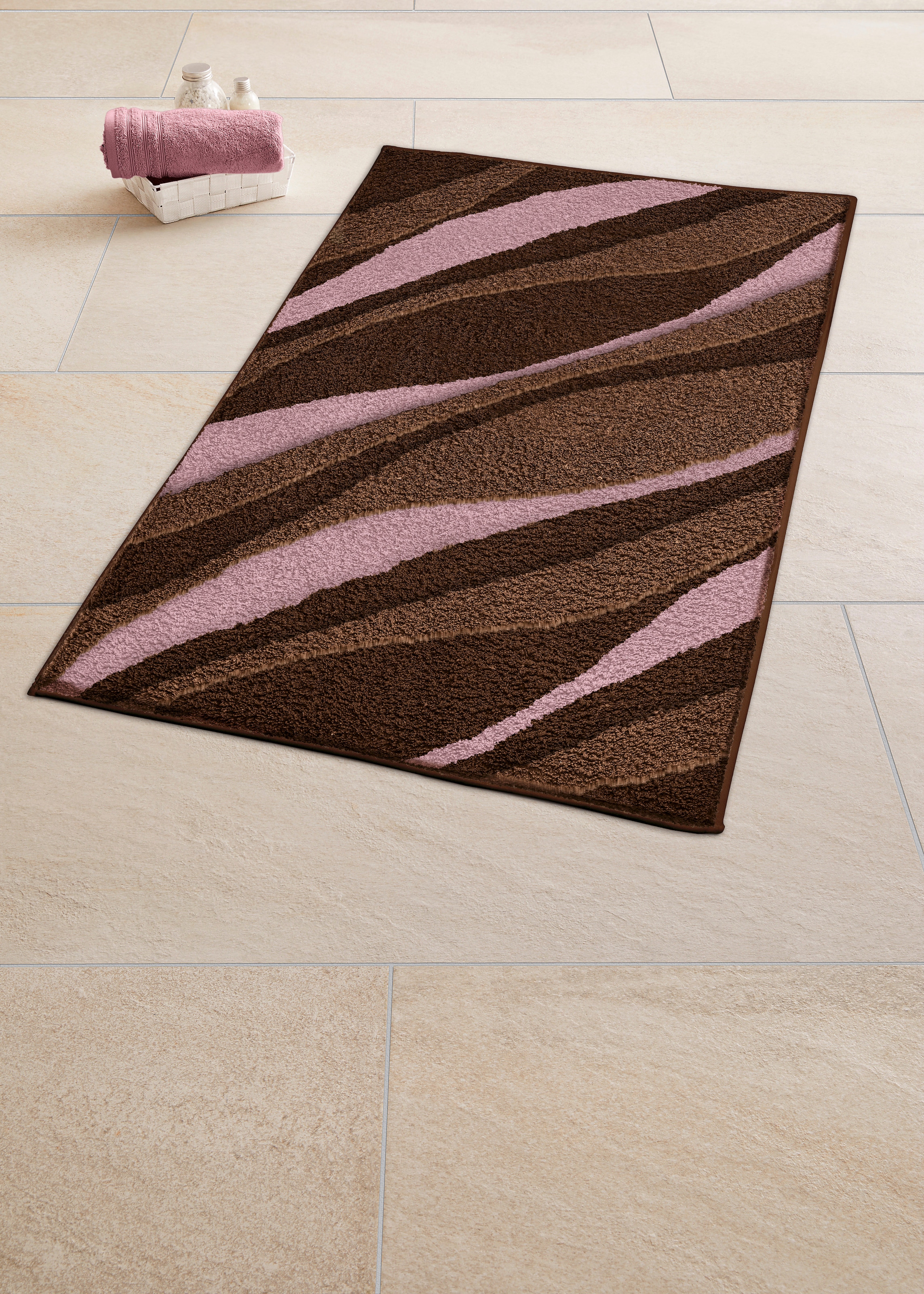 Kleine Wolke Badematte "Dream, Badvorleger, Badezimmer Teppich" Höhe 20 mm rutschhemmend beschichtet fußbodenheizungsgeeignet Badteppich, Wellen Design