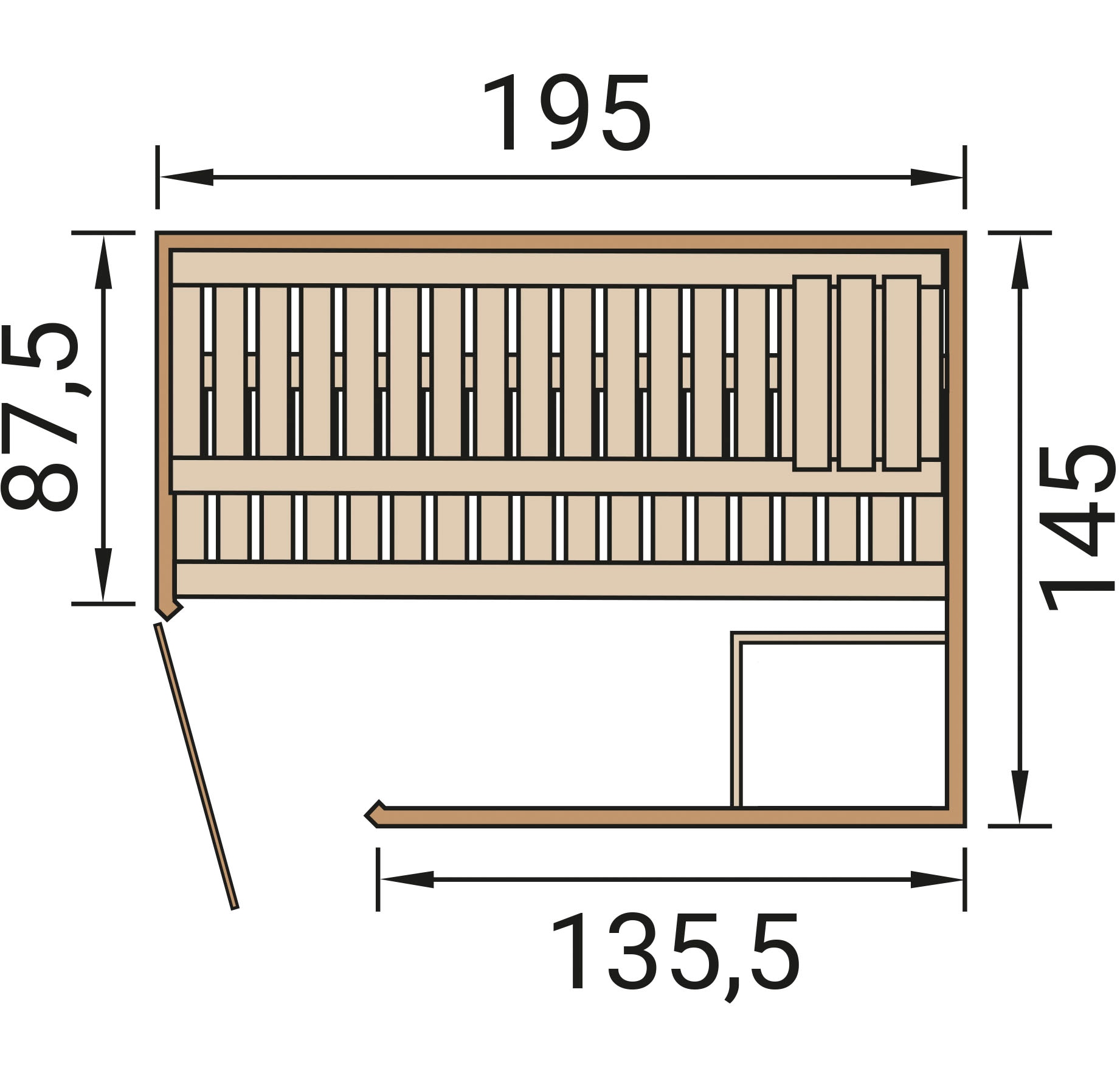 weka Sauna »Design-Sauna KEMI«, Blockbohlen, vorgefertigte Elemente, moderne Ganzglastür