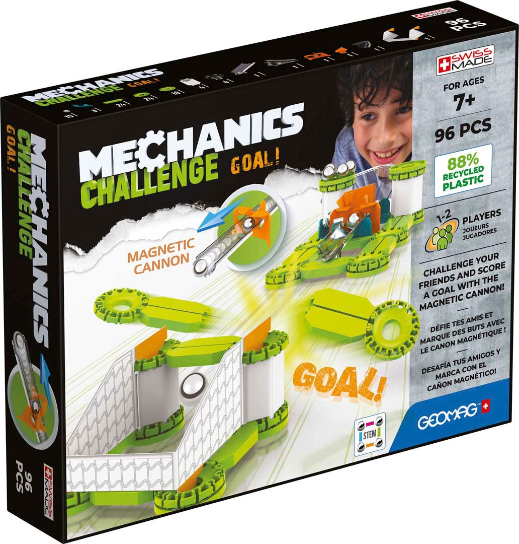 Magnetspielbausteine »GEOMAG™ Mechanics, Recycled Challenge Goal!«, (96 St.), aus...