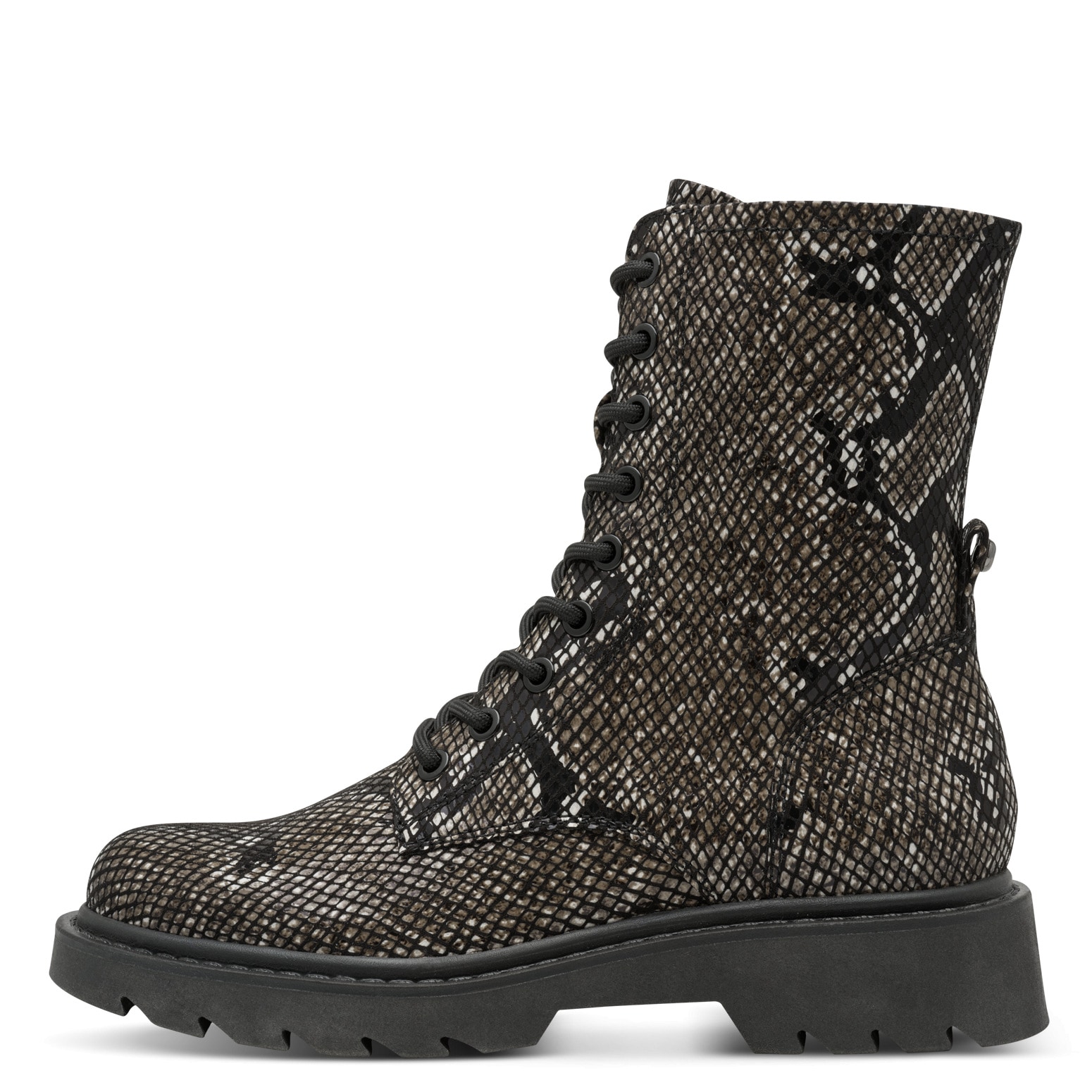 Tamaris Schnürstiefelette, Blockabsatz, Schnürboots im trendigen Snake-Look
