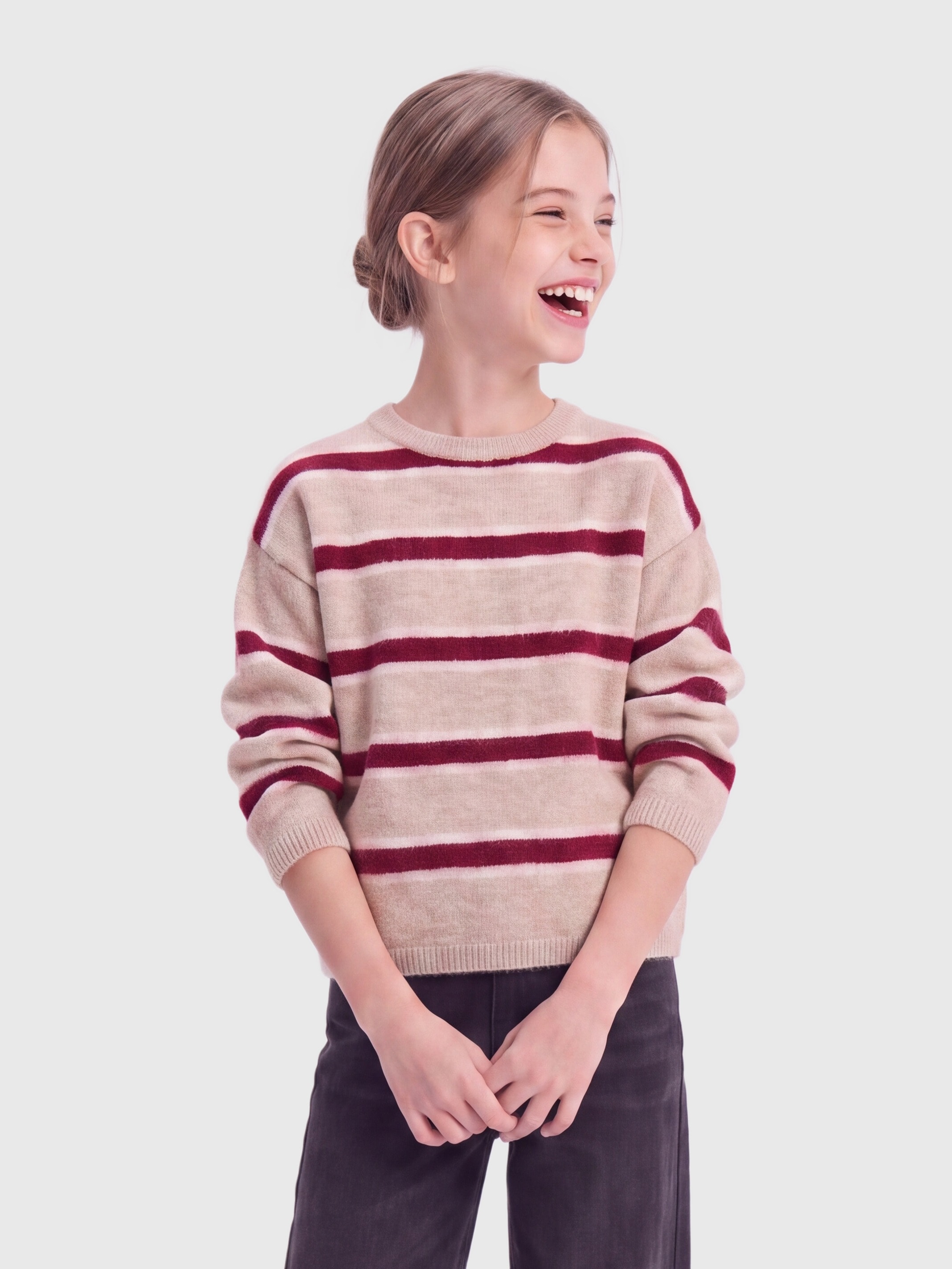 KIDS ONLY Strickpullover "KOGTALIO SCHOOL LS SHORT O-NECK KNT" Materialmix