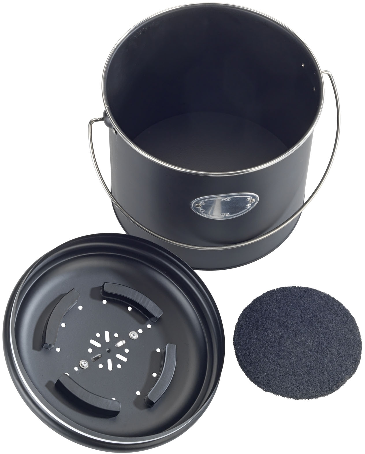 WENKO Biomülleimer »Modell Nero«, Komposteimer aus Metall, inkl. 3 Aktivkohlefiltern zum Wechseln, 6 L