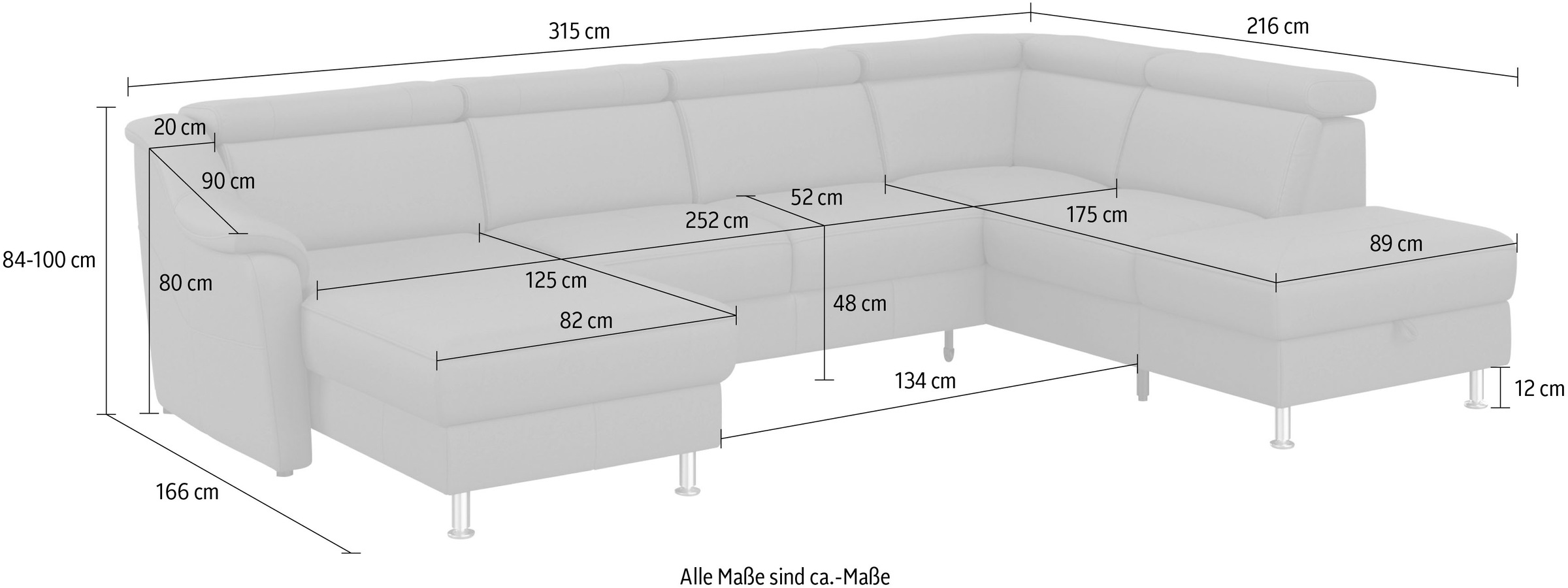 sit&more Wohnlandschaft »Freetown U-Form«, Kopfteilverstellung und Federkern, wahlweise mit Bettfunktion