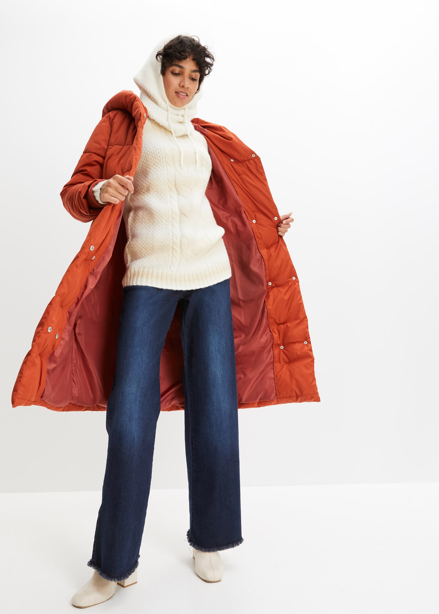 bonprix Steppmantel mit dicker Wattierung, mit Kapuze, Oversize-Passform