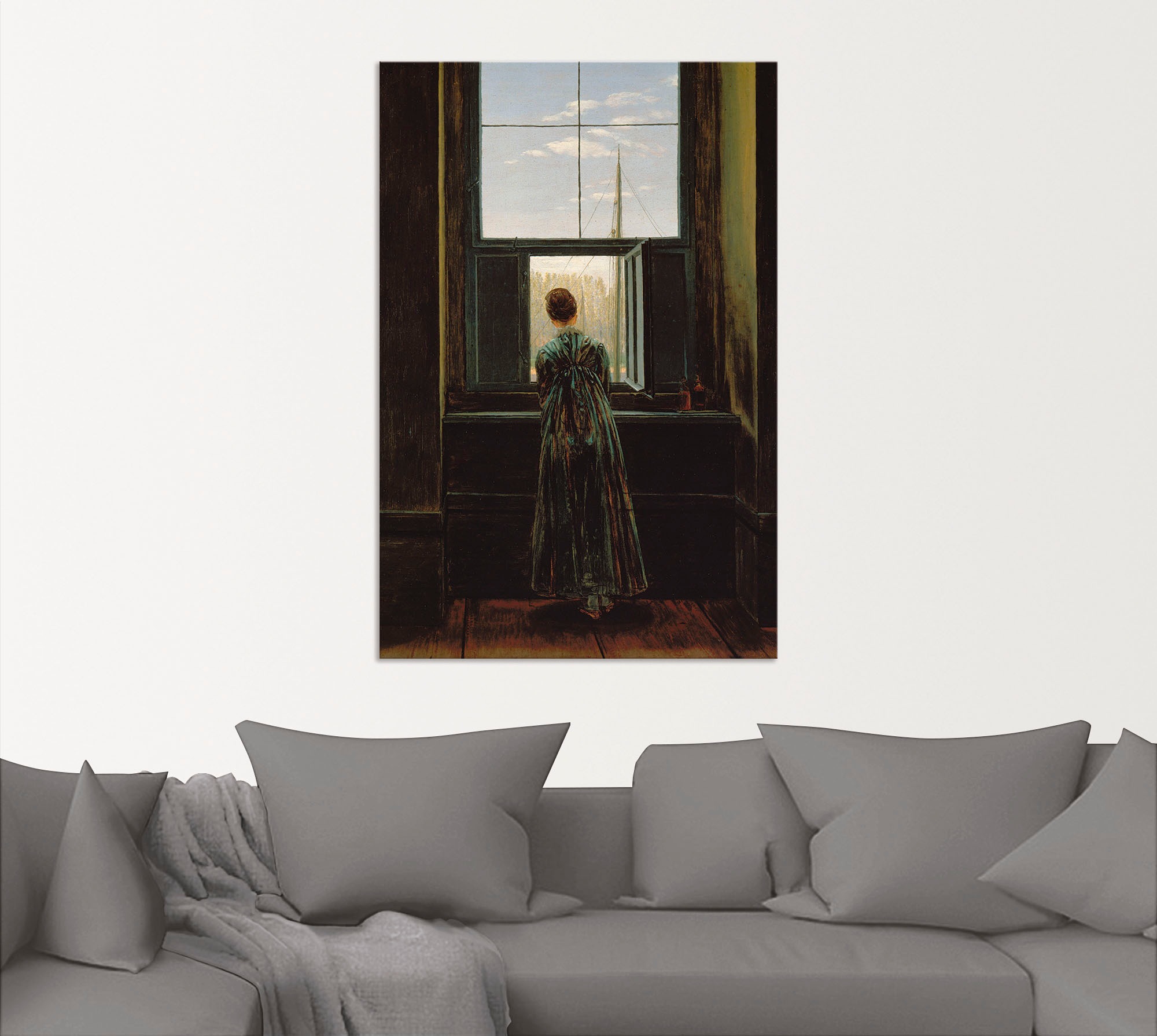 Artland Wandbild »Frau am Fenster. 1822(?)«, Frau, (1 St.), als Alubild, Outdoorbild, Leinwandbild, Poster in verschied. Größen