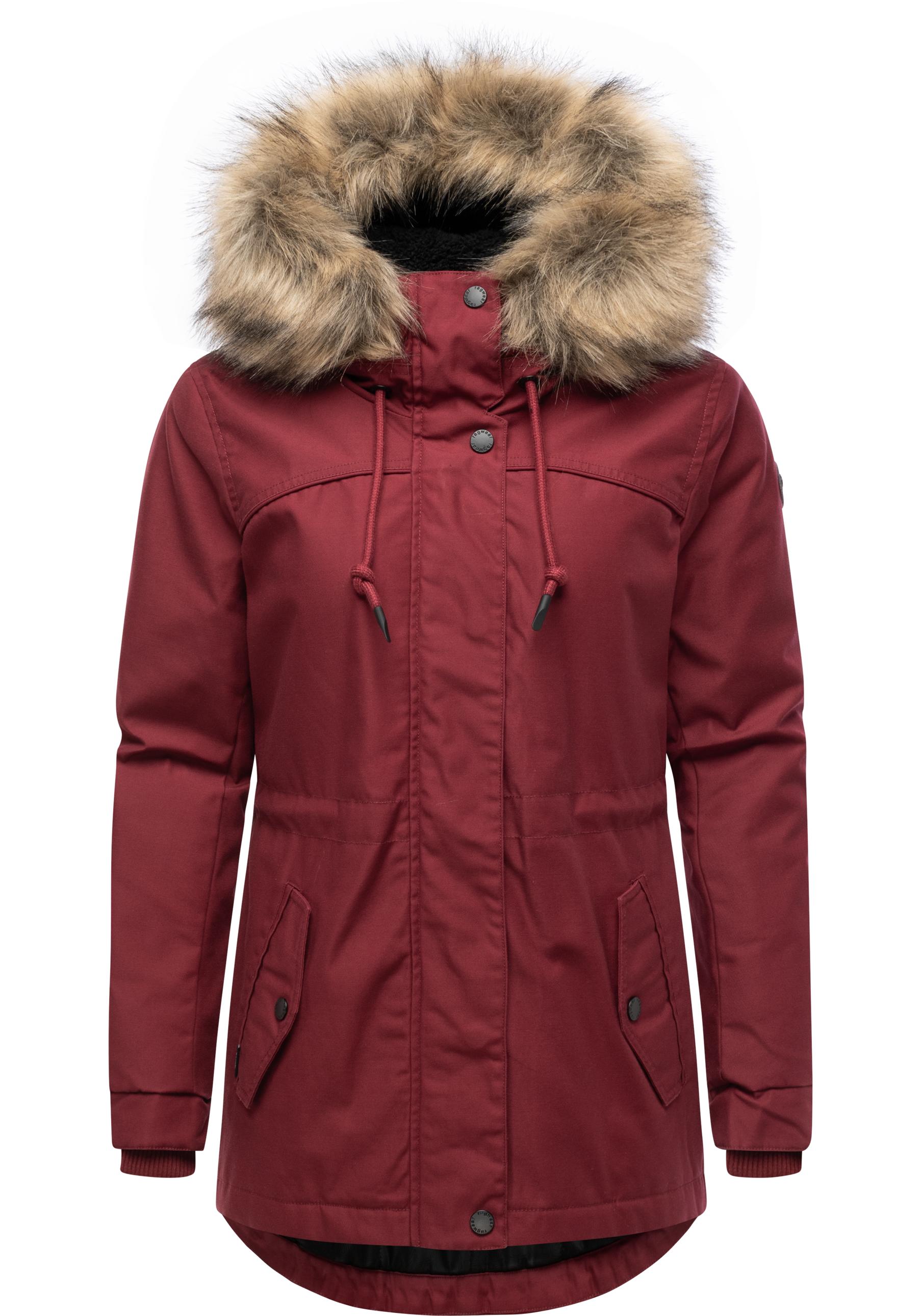 Ragwear Winterjacke "Tawny Short YOUMODO" mit Kapuze Warme Jacke mit großer Kapuze und Kunstfellkragen