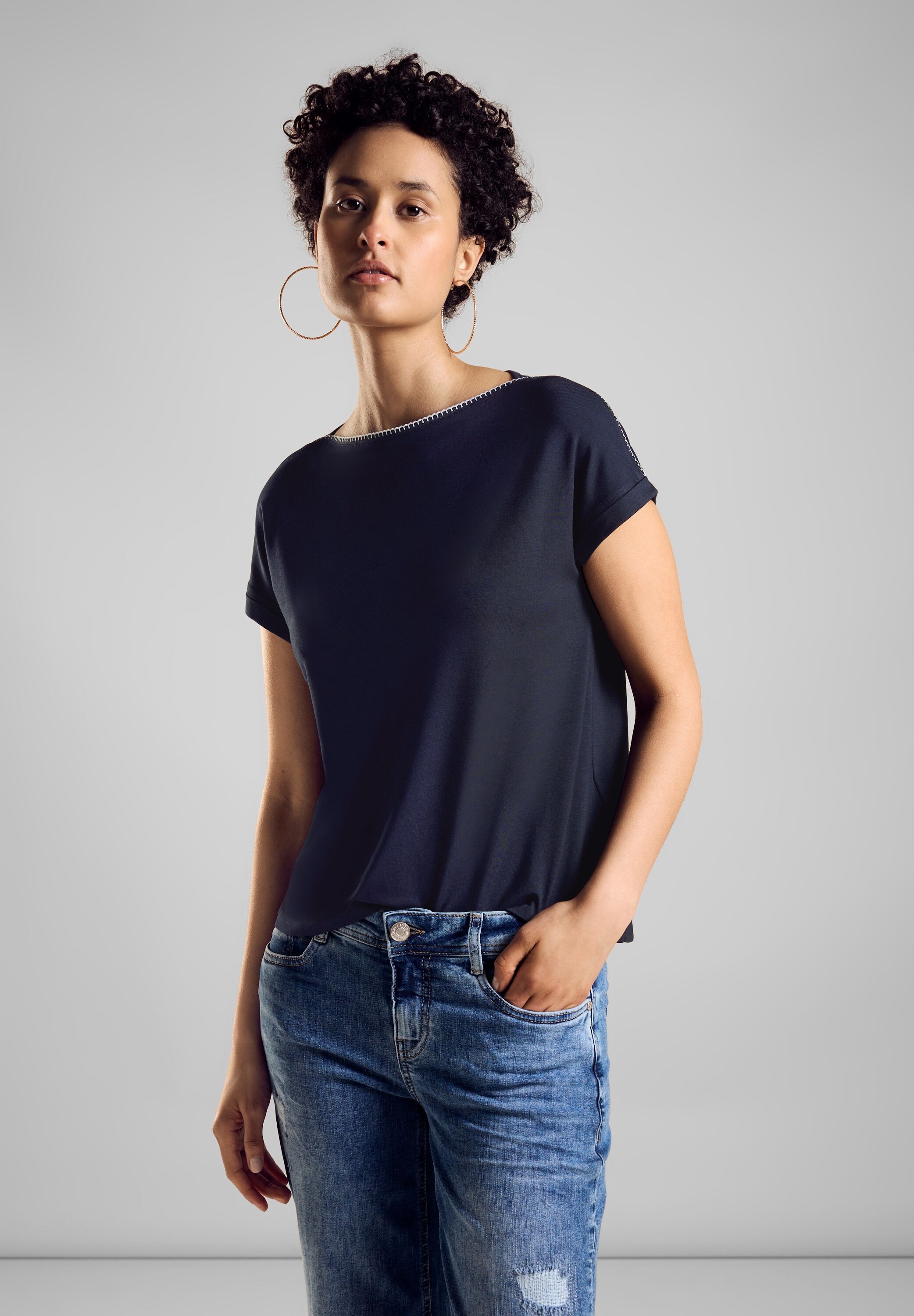 STREET ONE Shirttop, mit Paspelband