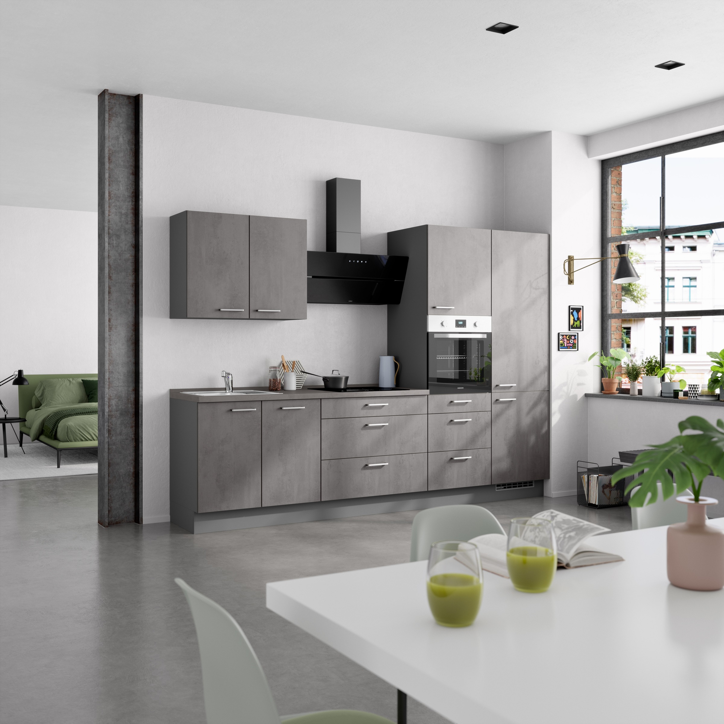 nobilia® Küchenzeile »"Riva II"«, vormontiert, Ausrichtung wählbar, Breite 300 cm, wahlw. mit E-Geräten