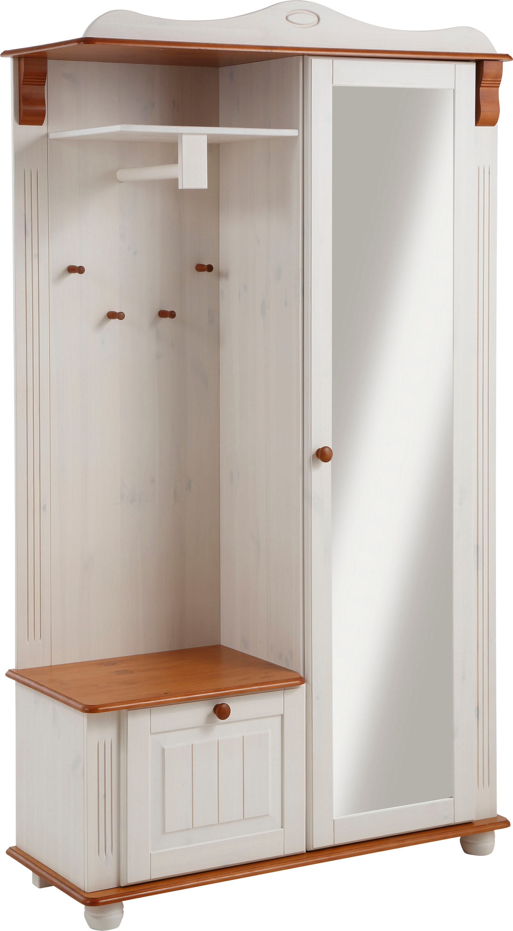 OTTO home Kompaktgarderobe "Adele" Breite 108 cm, mit Spiegeltür, aus massiver Kiefer, FSC