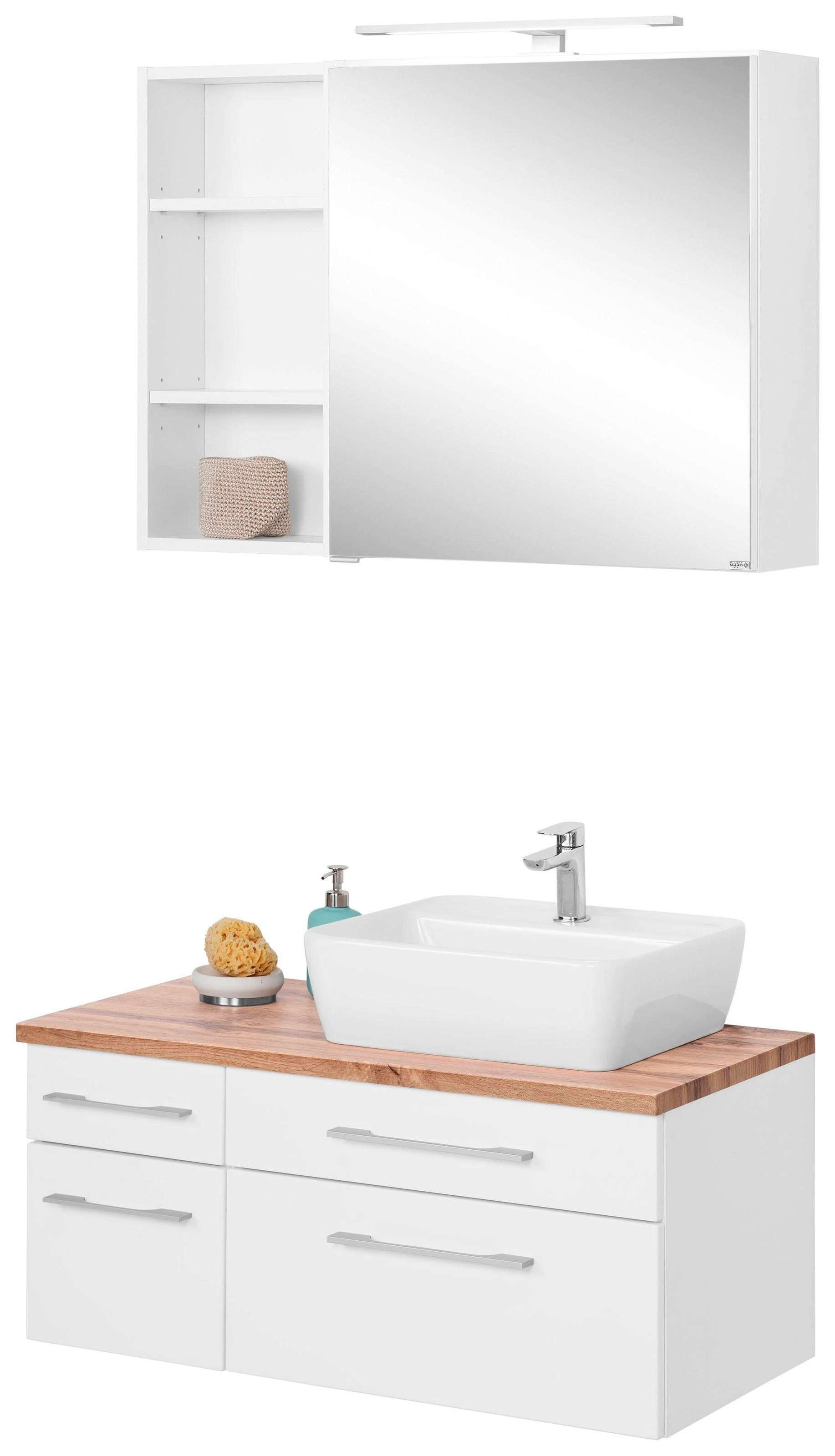 welltime Badmöbel-Set "Davos" 3 Stk. tlg. Breite 50 cm, mit eckigem Waschbe günstig online kaufen