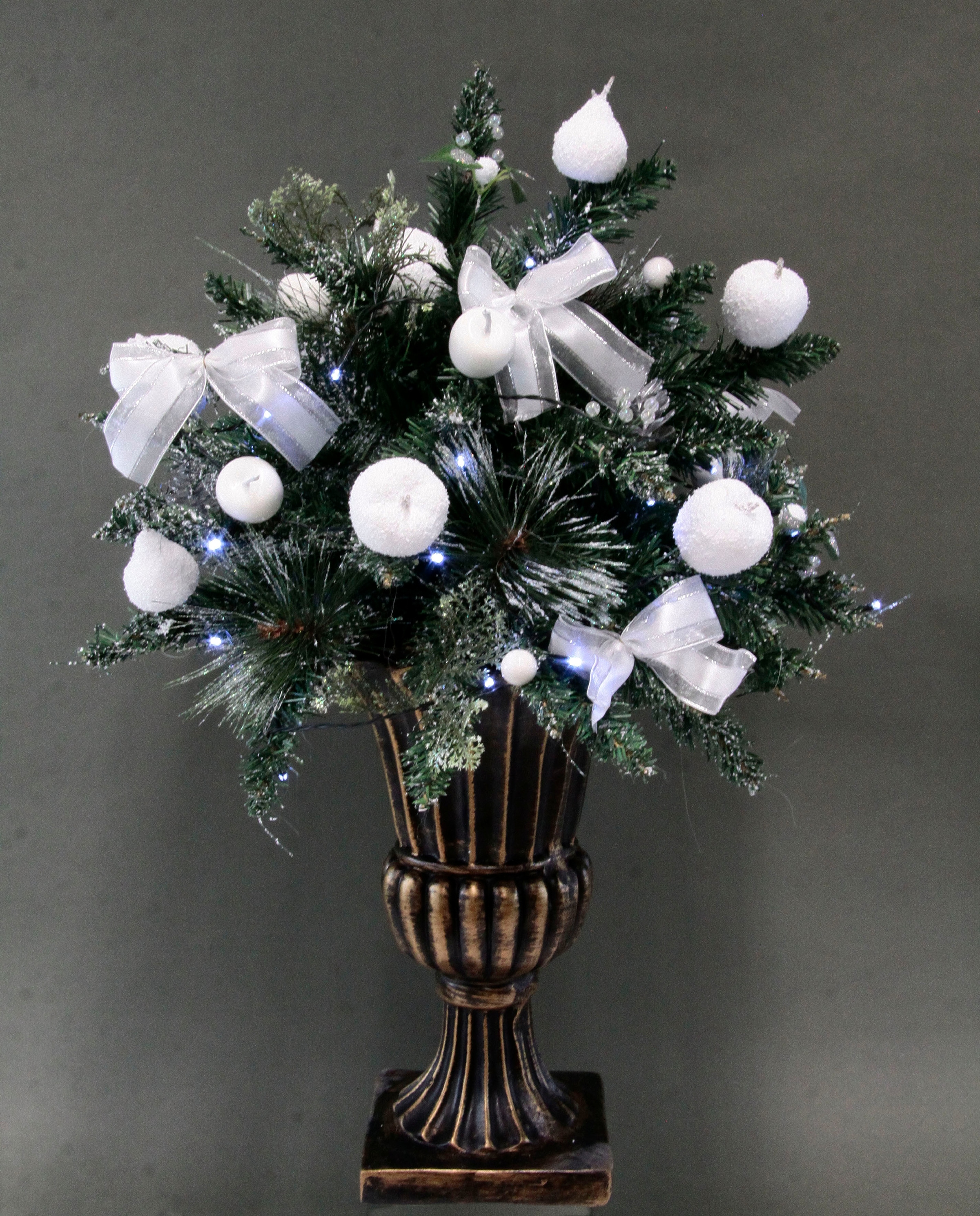 I.GE.A. LED Pokal Baum cm Polyresin, 74 Weihnachtsdeko, Beeren Weihnachtsbaum, u. beschneit, Äpfeln, mit Schleifen, BAUR | aus »Künstlicher Kunstbaum«