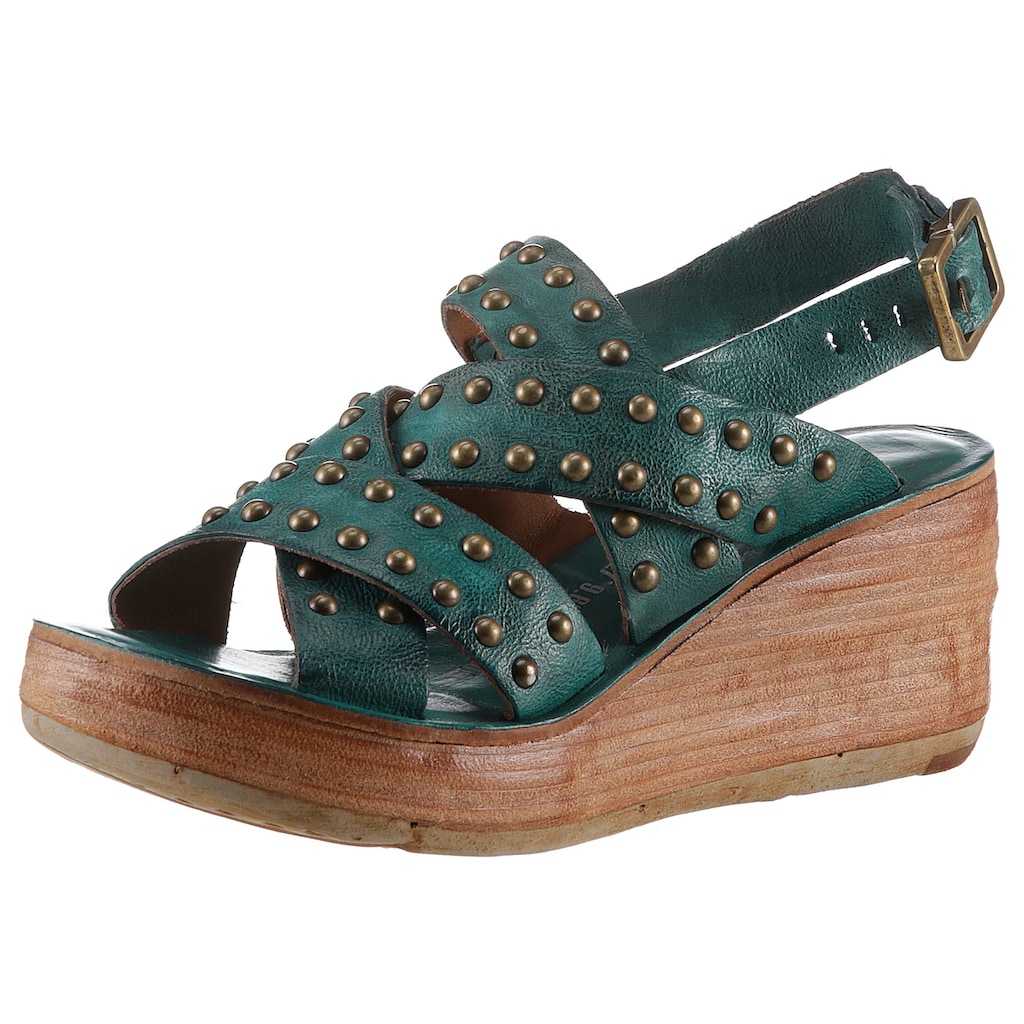 A.S.98 Keilsandalette »EMERALD«, Sommerschuh, Sandale, Keilabsatz, mit glänzenden Nieten besetzt