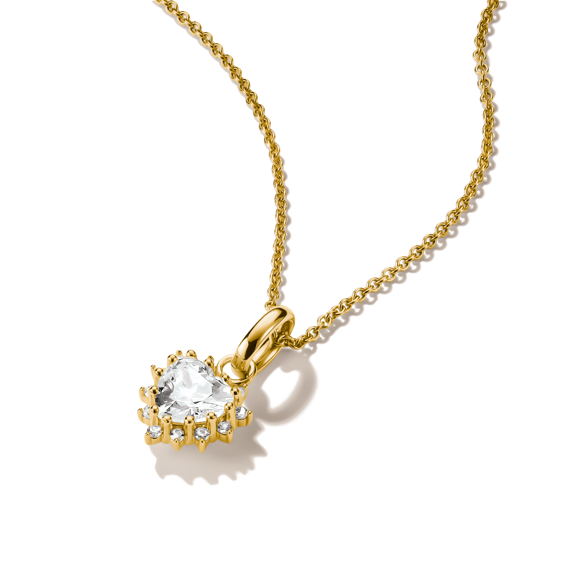 THOMAS SABO Kette mit Anhänger »Kette mit Herzanhänger gelbgoldfarben« mit Zirkonia (synth.)