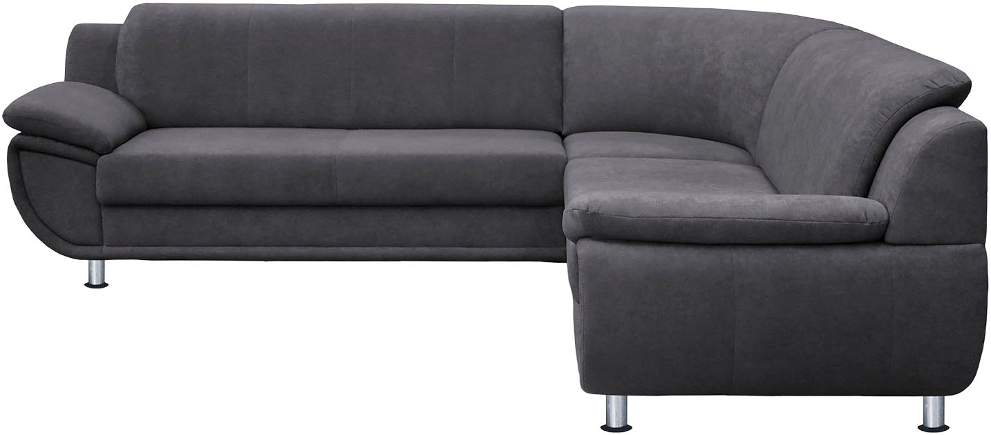 TRENDMANUFAKTUR Ecksofa "Rondo wahlweise mit Schlaffunktion, bequeme Armlehnen" L-Form, wahlw.mit Federkern, Füße chromfarben, Unser Dauertiefpreis