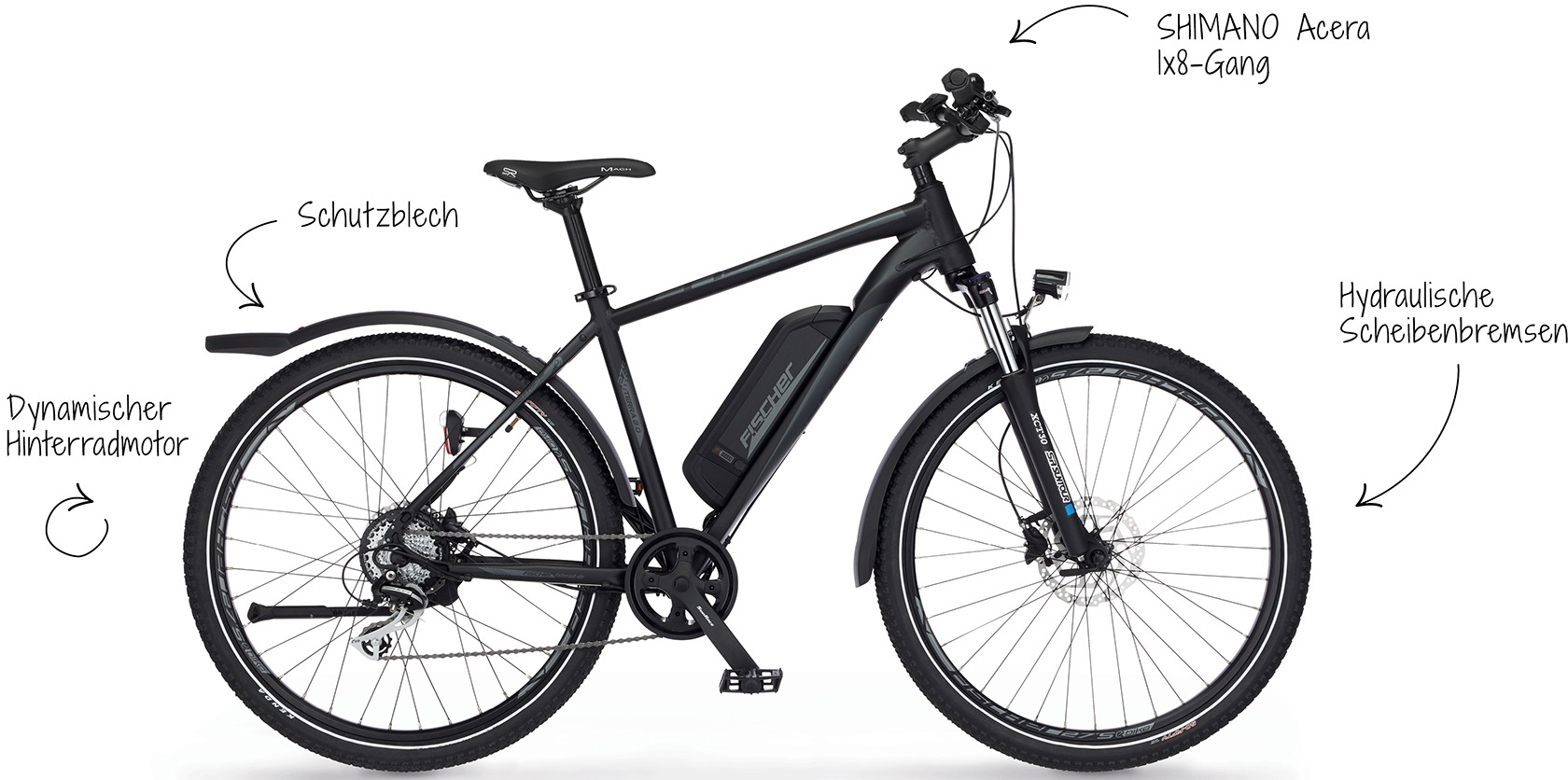 FISCHER Fahrrad E-Bike »TERRA 2.0«, 8 Gang, Shimano, Acera, Heckmotor 250 W