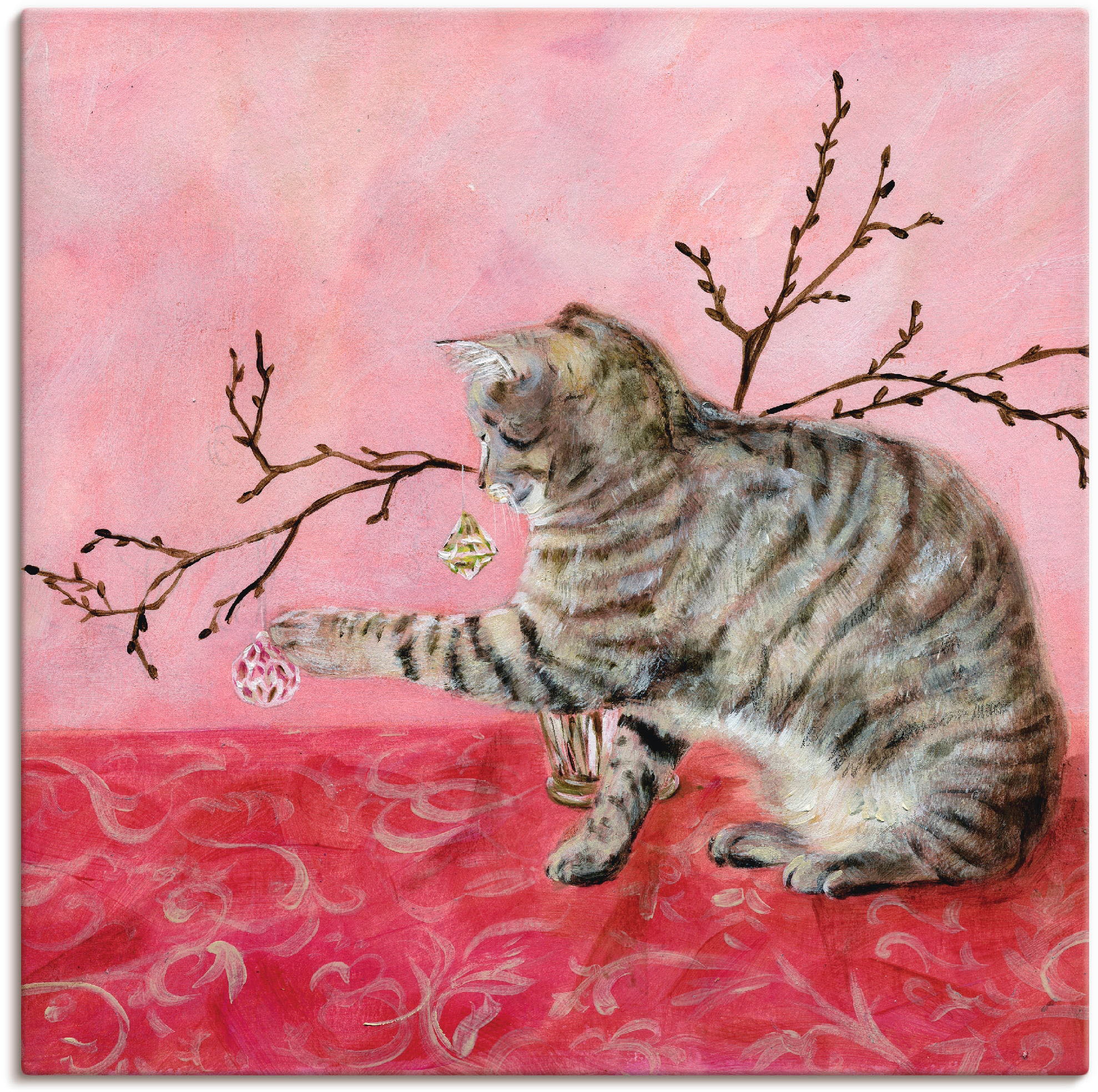 Artland Leinwandbild "Katzenspiel" Haustiere 1 Stk. tlg. auf Holzrahmen gespannt