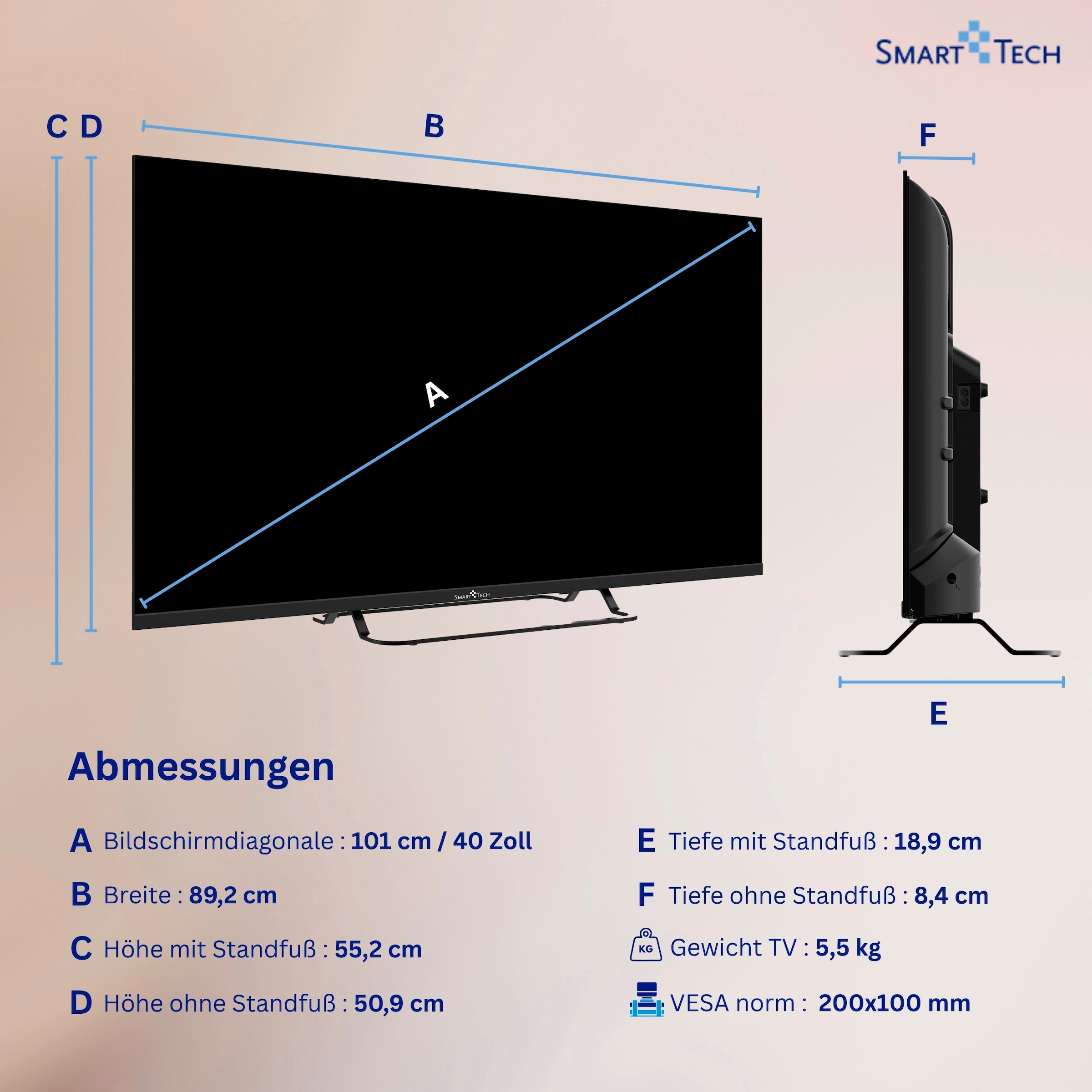Smart Tech LED-Fernseher »40FV02V« 101 cm/40 ″ Full HD Smart-TV