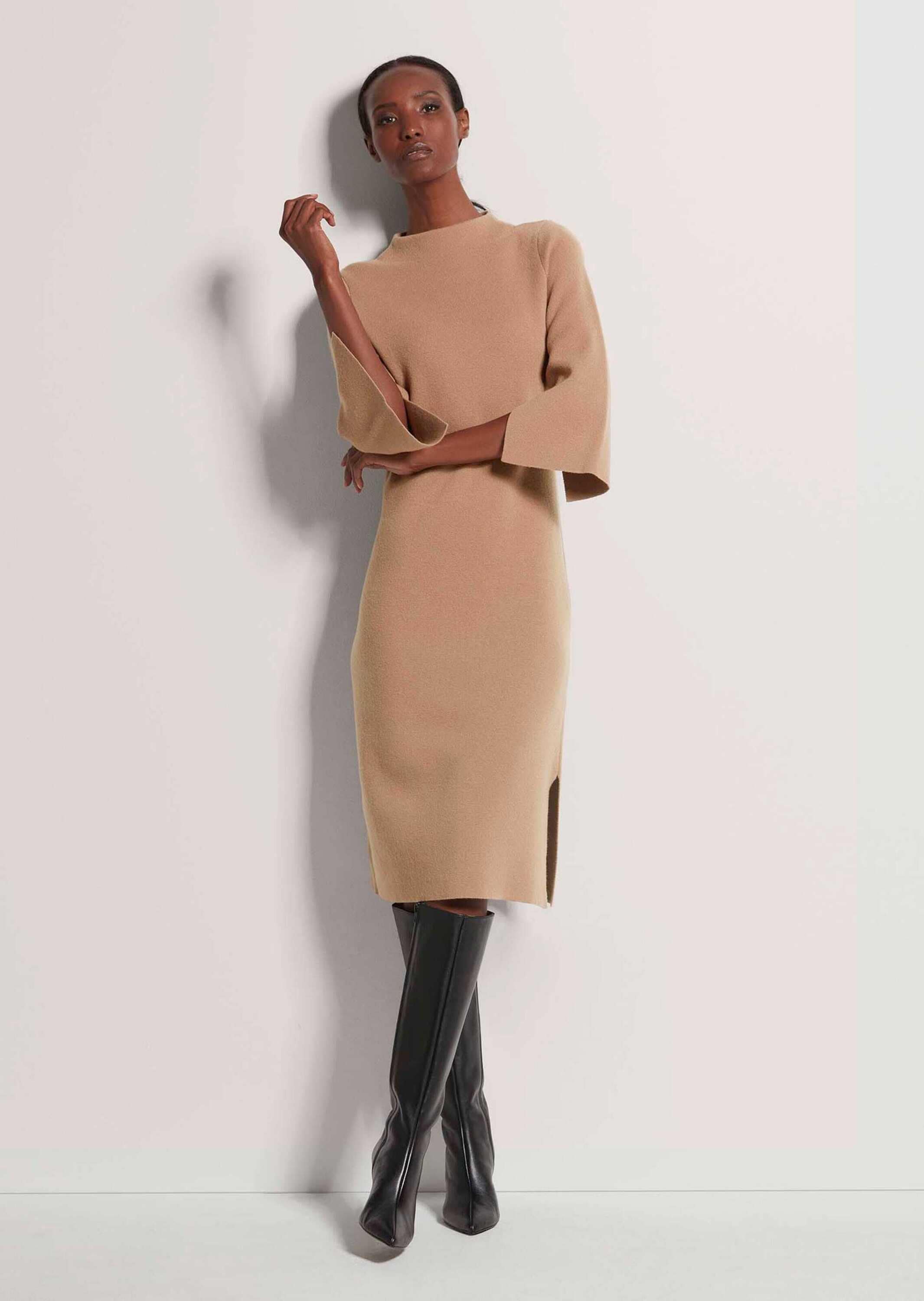 MADELEINE Strickkleid »Strickkleid Halbarm Kaschmir-Strickkleid in Midilänge«