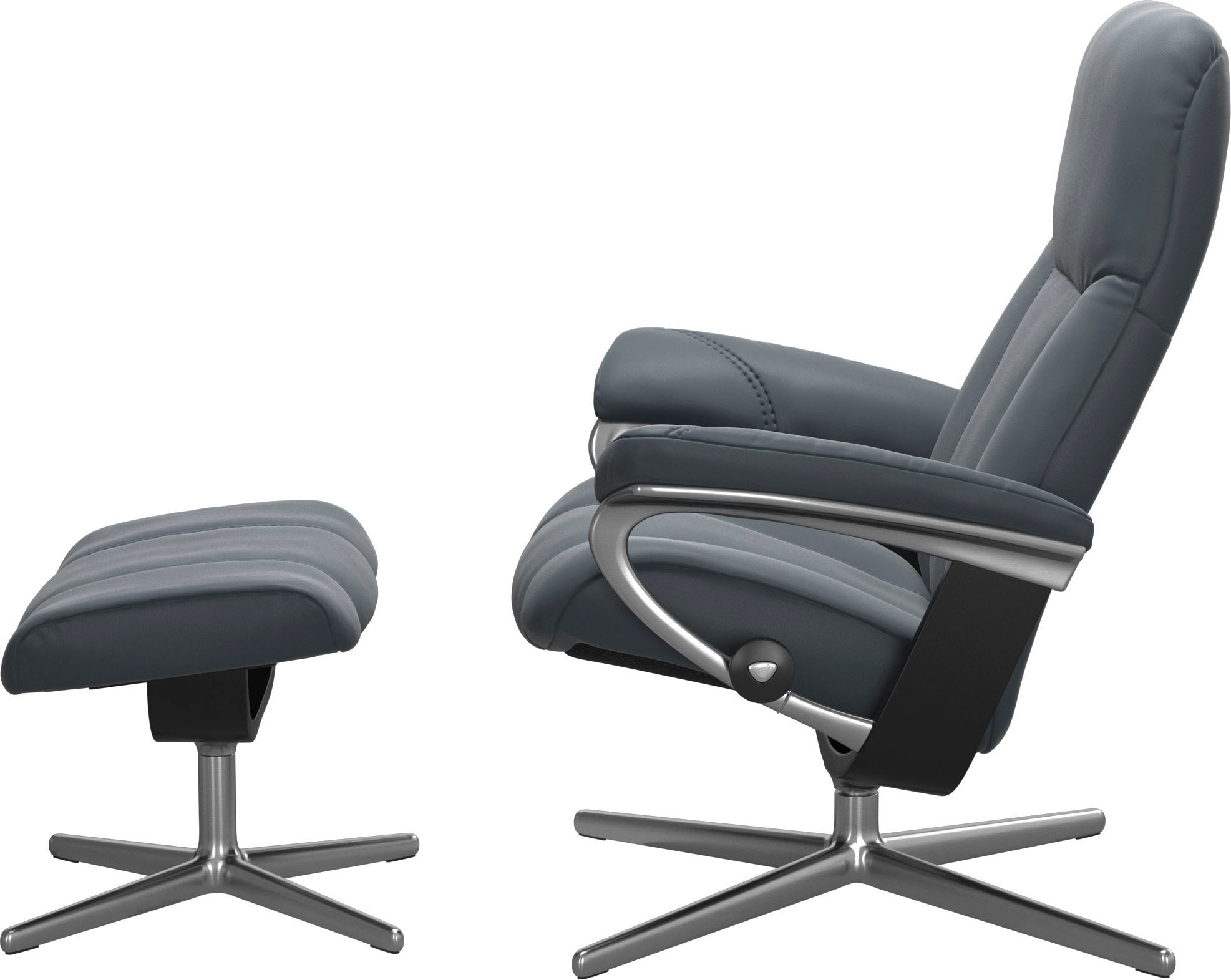 Stressless® Relaxsessel »Consul«, (Set, Relaxsessel mit Hocker), mit Hocker, mit Cross Base, Größe S, M & L, Holzakzent Schwarz