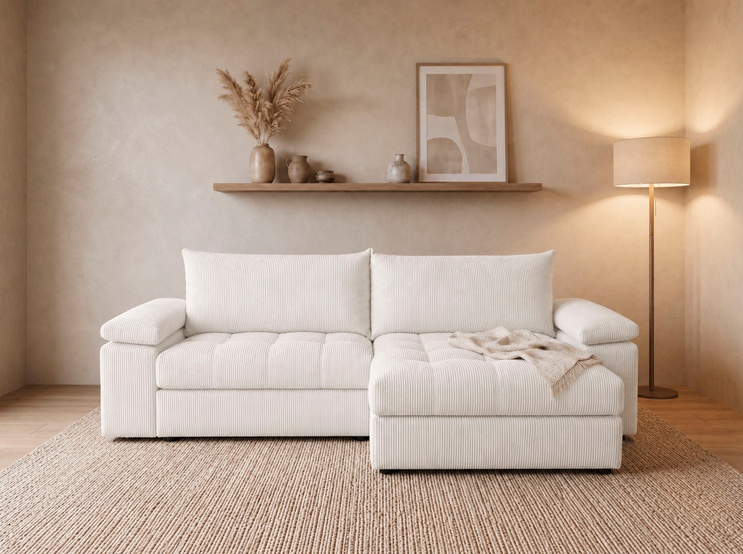 OTTO home Ecksofa "Soft&Cosy Pik XXL, L-Form, B: 303 cm, Mega Sofa in Cord" Lounge-Komfort mit edler Sitzsteppung, Federkern