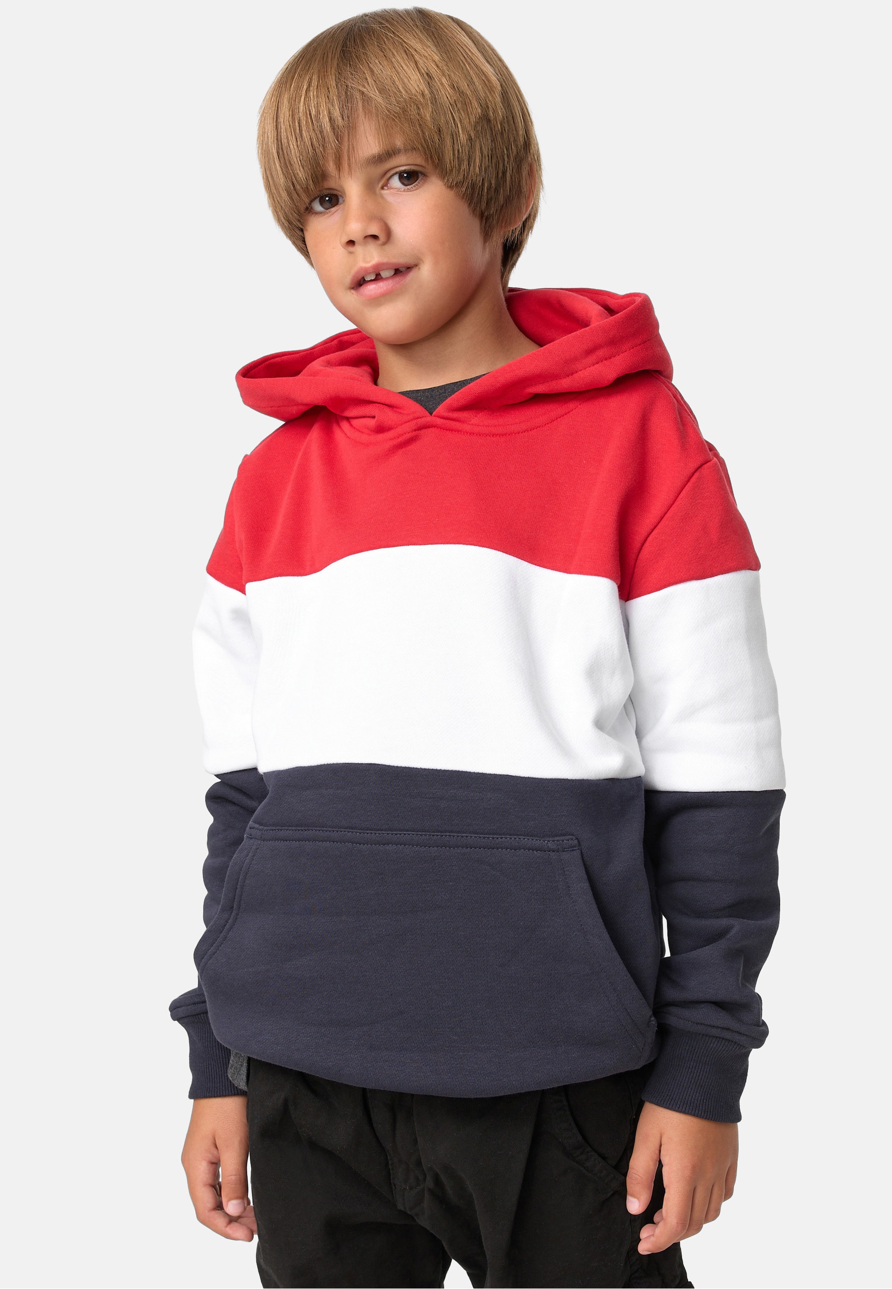 URBAN CLASSICS Kapuzenpullover »Urban Classics Herren Boys 3-Tone Hoody« 1 Stk. in angesagter Color-Block-Optik