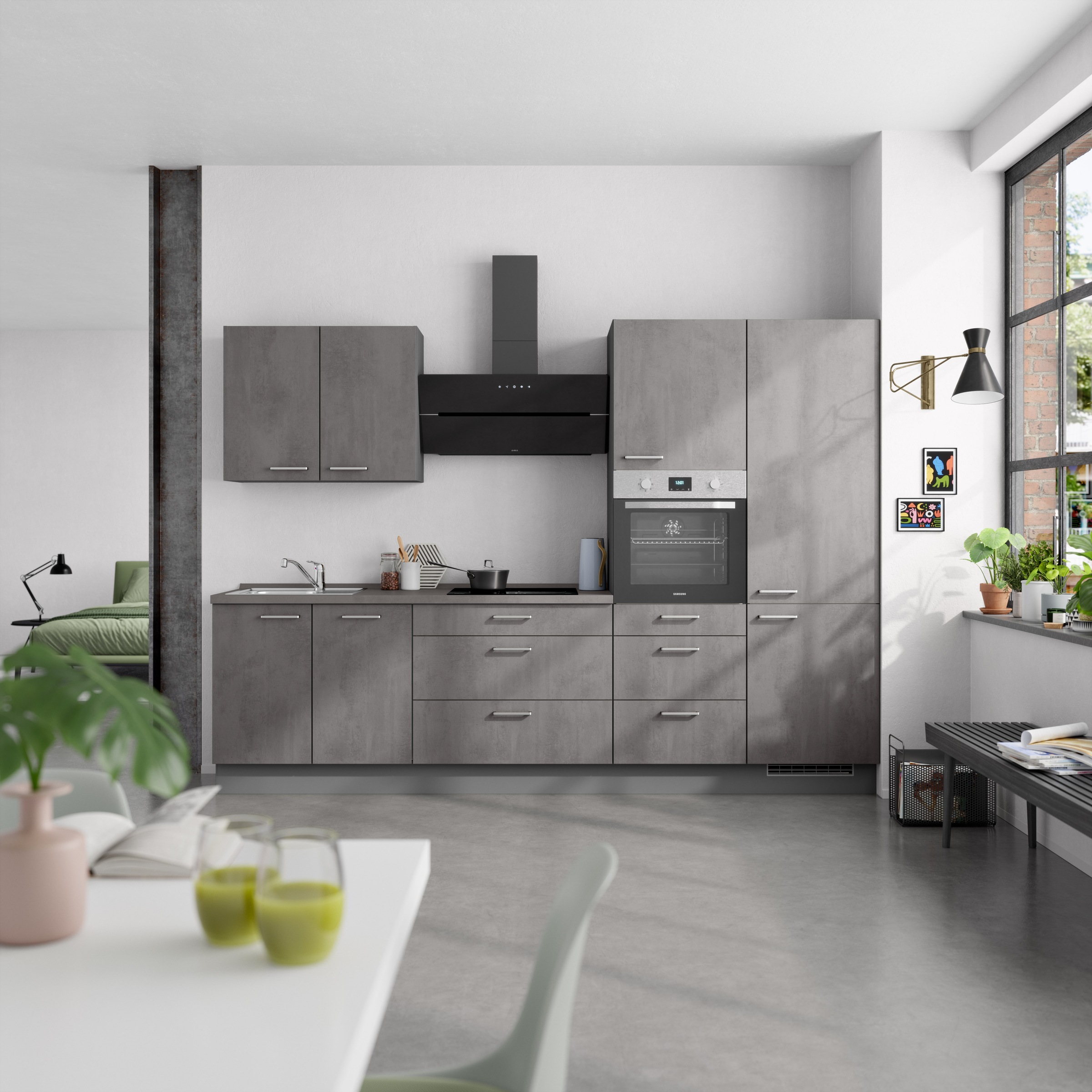 nobilia® Küchenzeile »"Riva II"«, vormontiert, Ausrichtung wählbar, Breite 300 cm, wahlw. mit E-Geräten