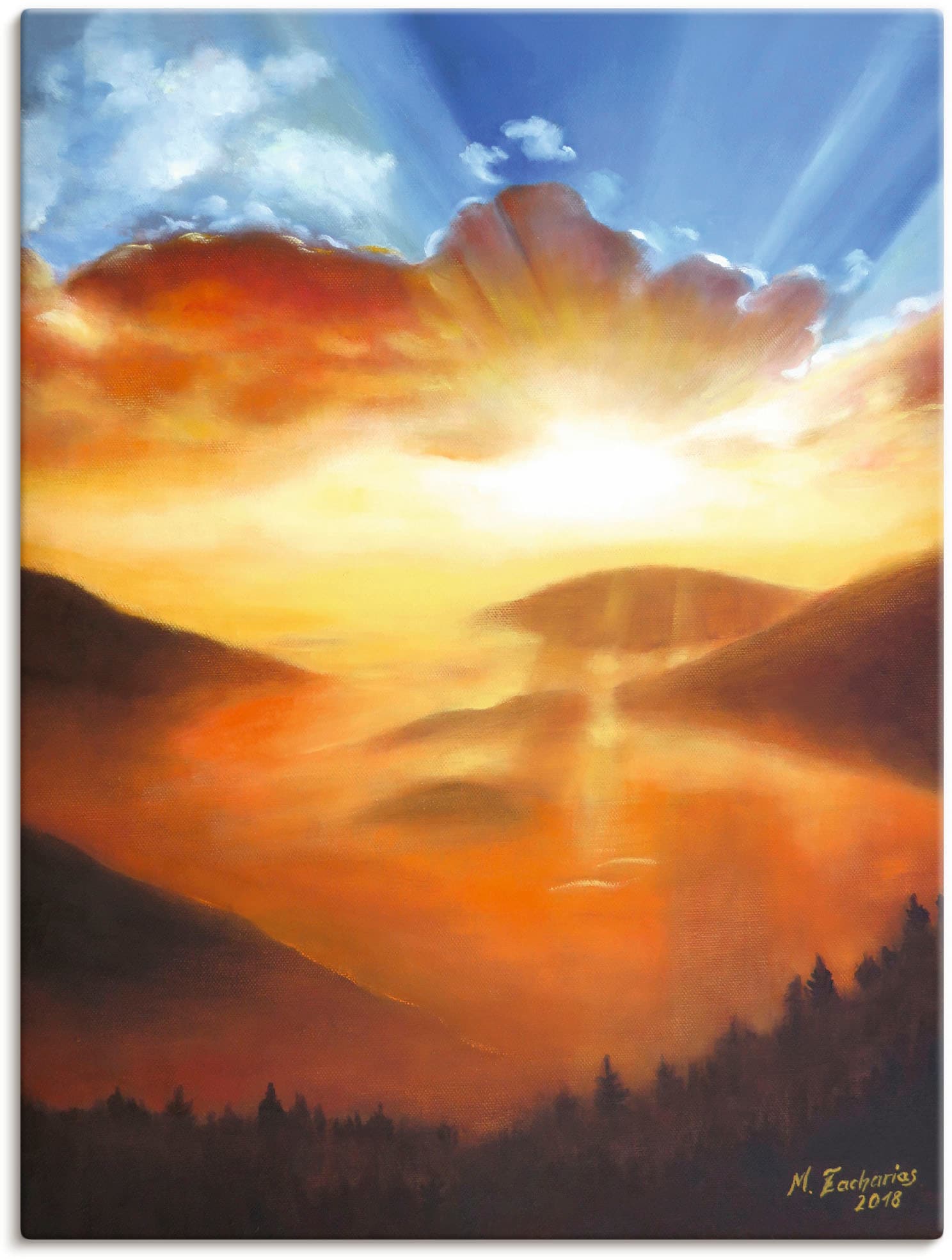 Artland Leinwandbild "Erwachen in der Natur" Bilder vom Sonnenuntergang & -aufgang 1 Stk. tlg. auf Holzrahmen gespannt