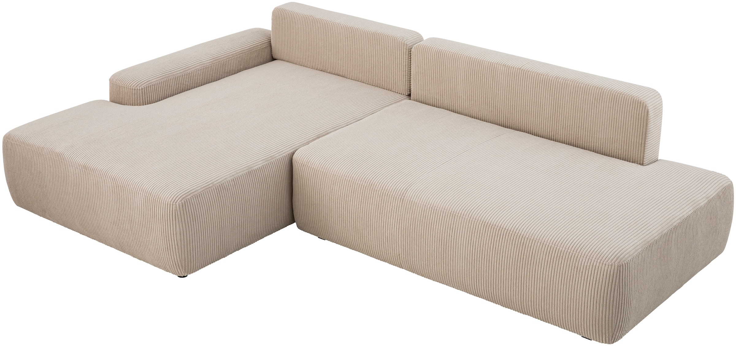 INOSIGN Ecksofa »TORGE, Schlafsofa Cord, Samtvelours u. Strukur fein, Couch in L-Form«, Schlaffunktion und Bettkasten, Liegefläche: 210x125 cm, neues Design