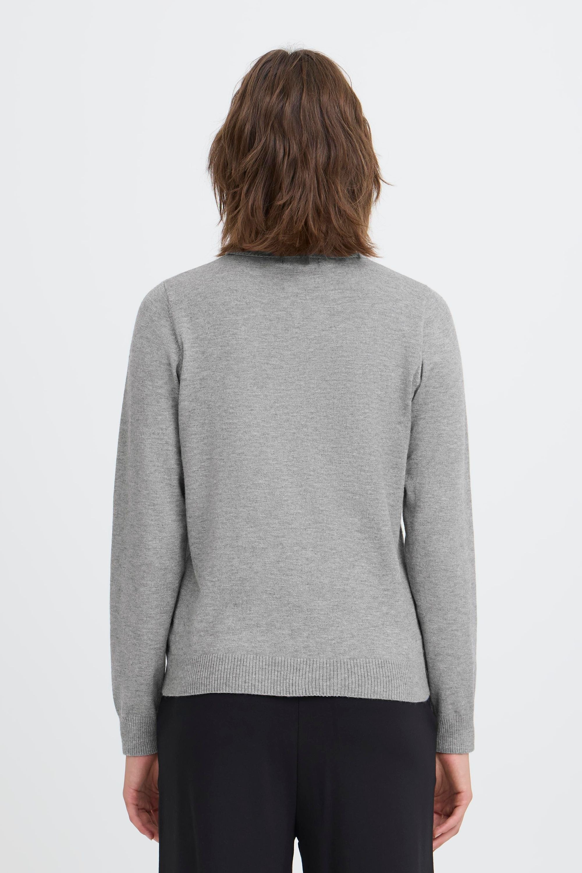 Rollkragenpullover OXMO "Rollkragenpullover OXBMMNORA ROLLNECK", Damen, Gr. XS, grau (mid grau melange), Obermaterial: 52% Viskose CV. 28% Polyester PES. 20% Polyamid PA., Pullover Rollkragenpullover 3