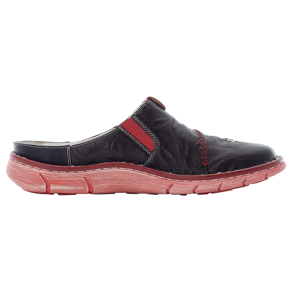 Marken Rieker Rieker Clog, mit toller Steppnaht schwarz-rot Marken Rieker Rieker Clog, mit toller Steppnaht schwarz-rot