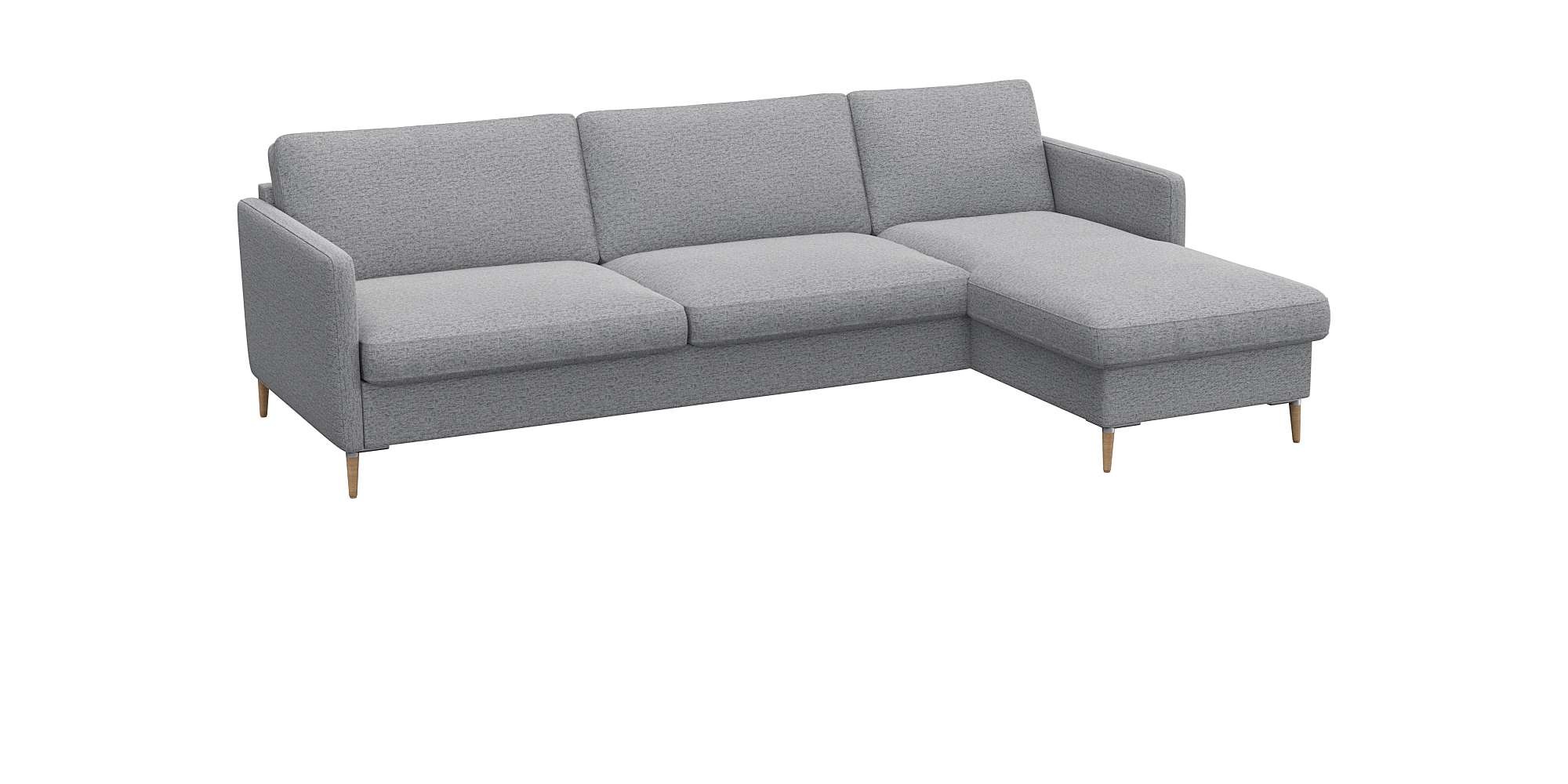 FLEXLUX Ecksofa »Fiore, super Sitzkomfort durch Kaltschaum im Sitz, L-Form«, schmale Armlehnen, Füße Alu+ Eiche