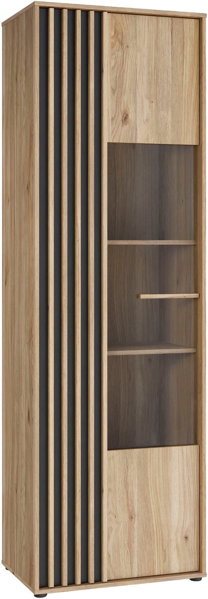 FORTE Vitrine »Forte Arank Vitrine 200 , Glastüre, Beleuchtung optional bestellbar« B/H/T 63,4/200,1/41,7 cm Lamellenoptik