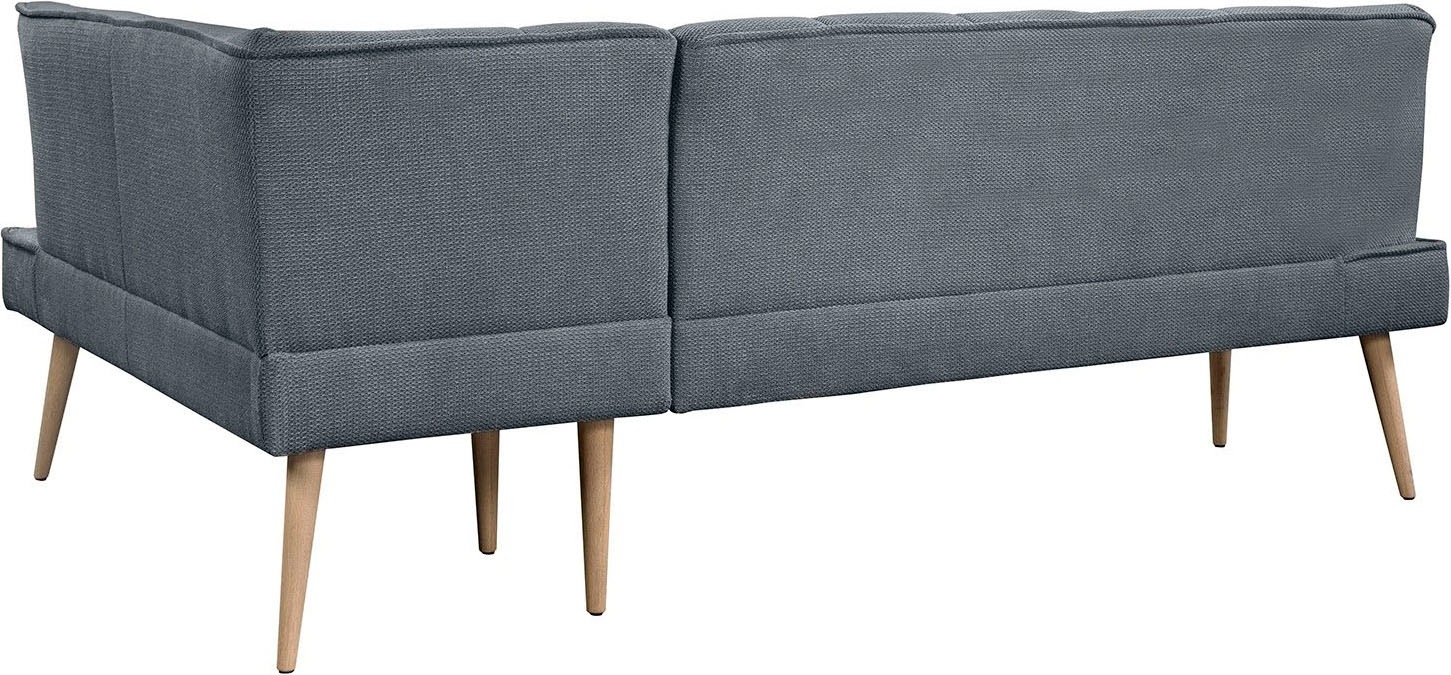 Eckbank EXXPO - SOFA FASHION "Latte", antrazith, B:234cm H:95cm T:156cm, 94% PES, 6% NY, Sitzbänke, Eckbank, moderne Sitz- und Rückensteppung, bequem und elegant, hoher Holzfuß 3