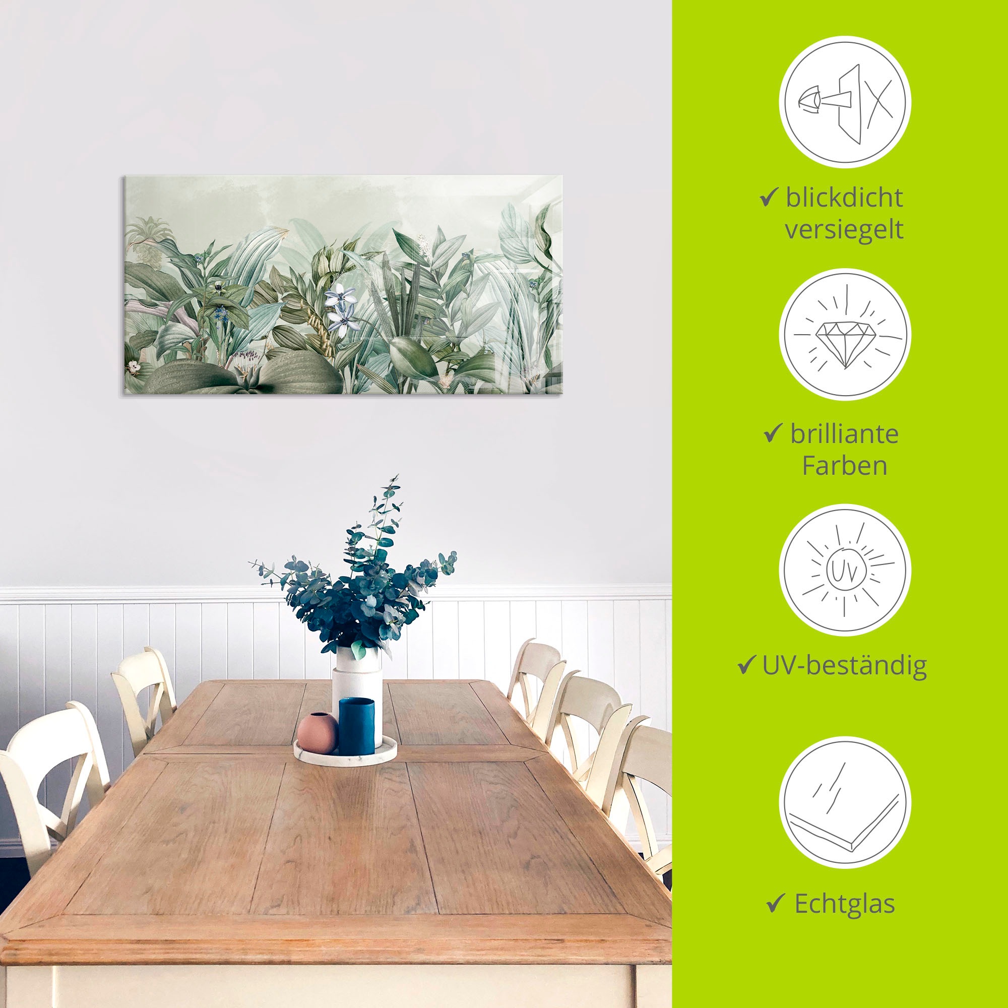 Artland Glasbild »Exotischer Floral Garten Landschaft« Blumenwiese 1 Stk. tlg. in verschiedenen Größen